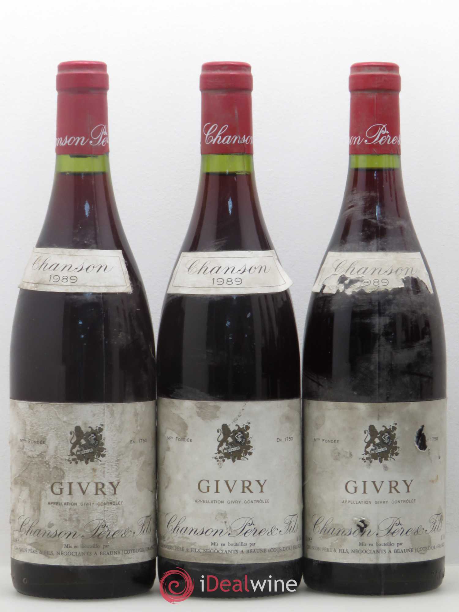 Givry Chanson (sans prix de réserve) 1989 - Lot de 6 bouteilles - 1