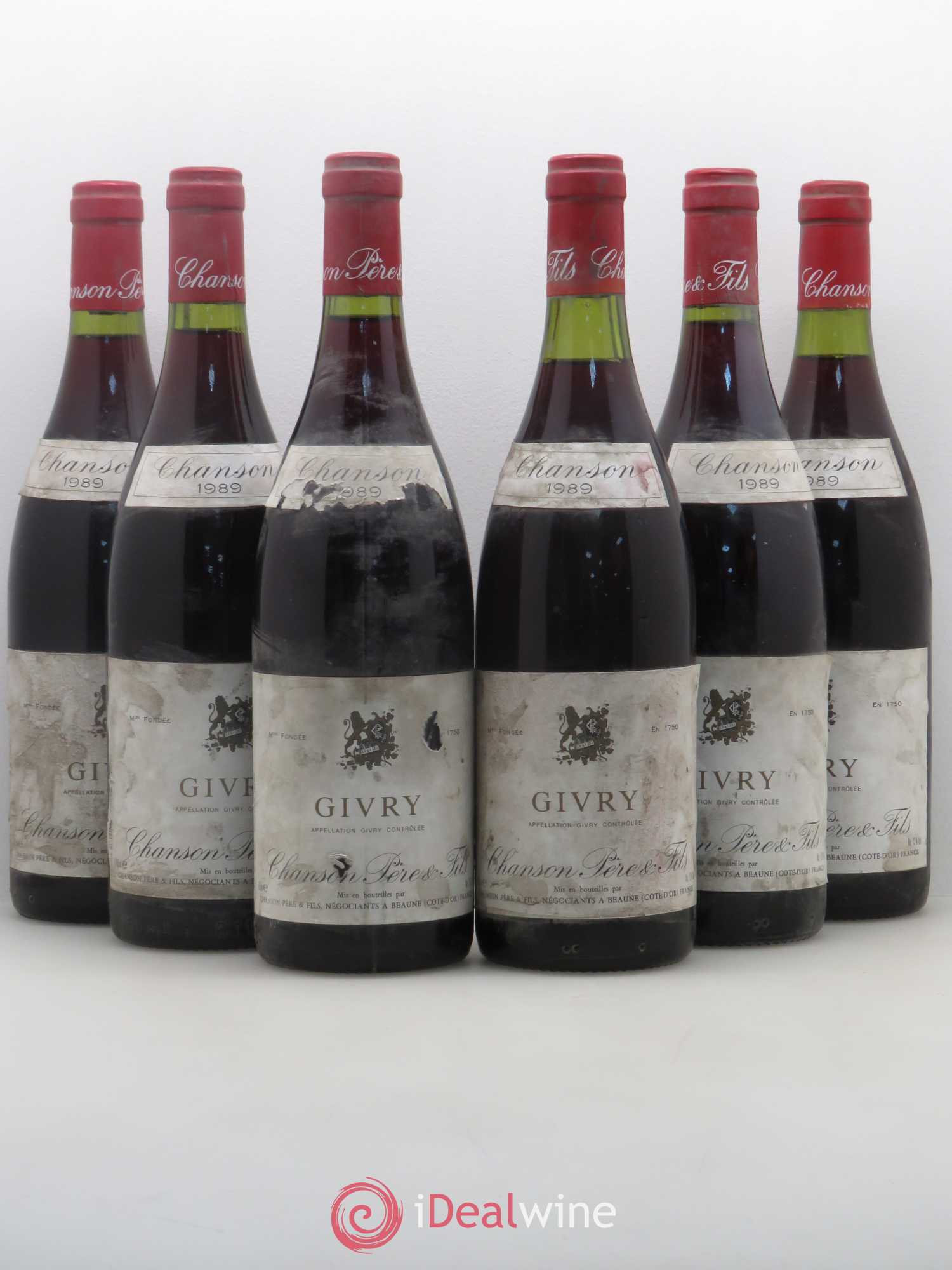 Givry Chanson (sans prix de réserve) 1989 - Lot de 6 bouteilles - 0