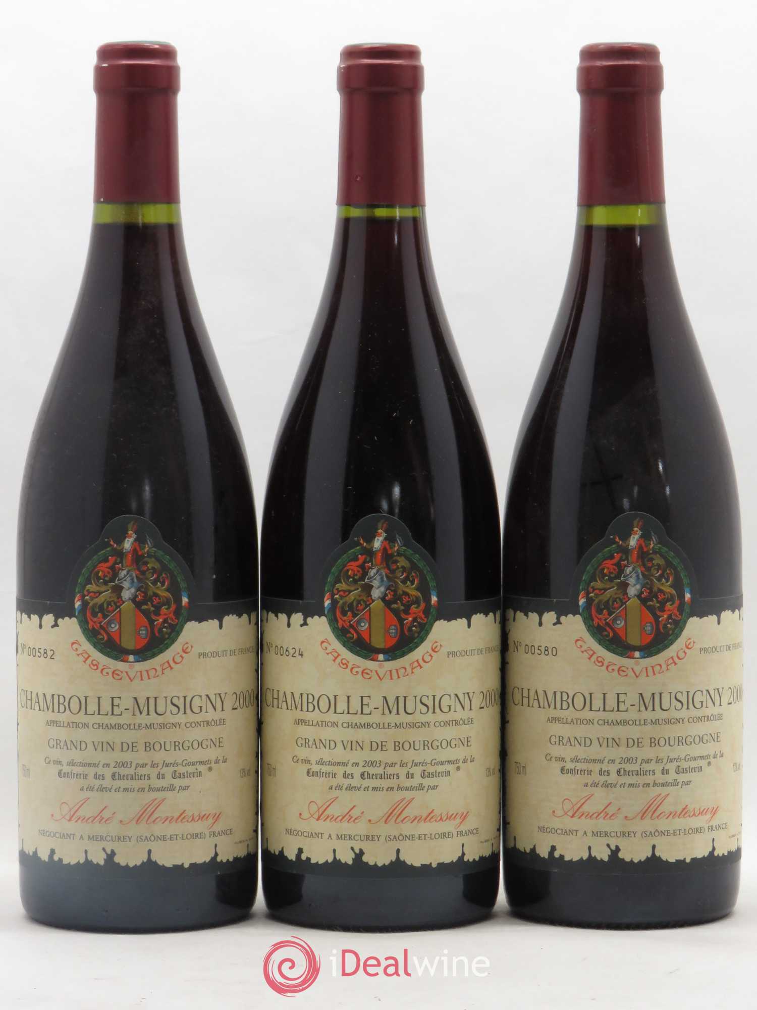 Chambolle-Musigny André Montessuy Tastevinage 2000 - Posten von 3 Flaschen - 0