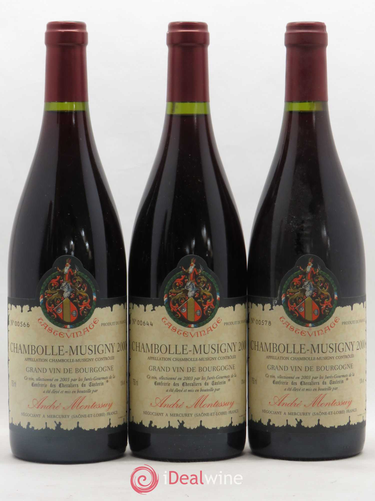 Chambolle-Musigny André Montessuy Tastevinage 2000 - Posten von 3 Flaschen - 0