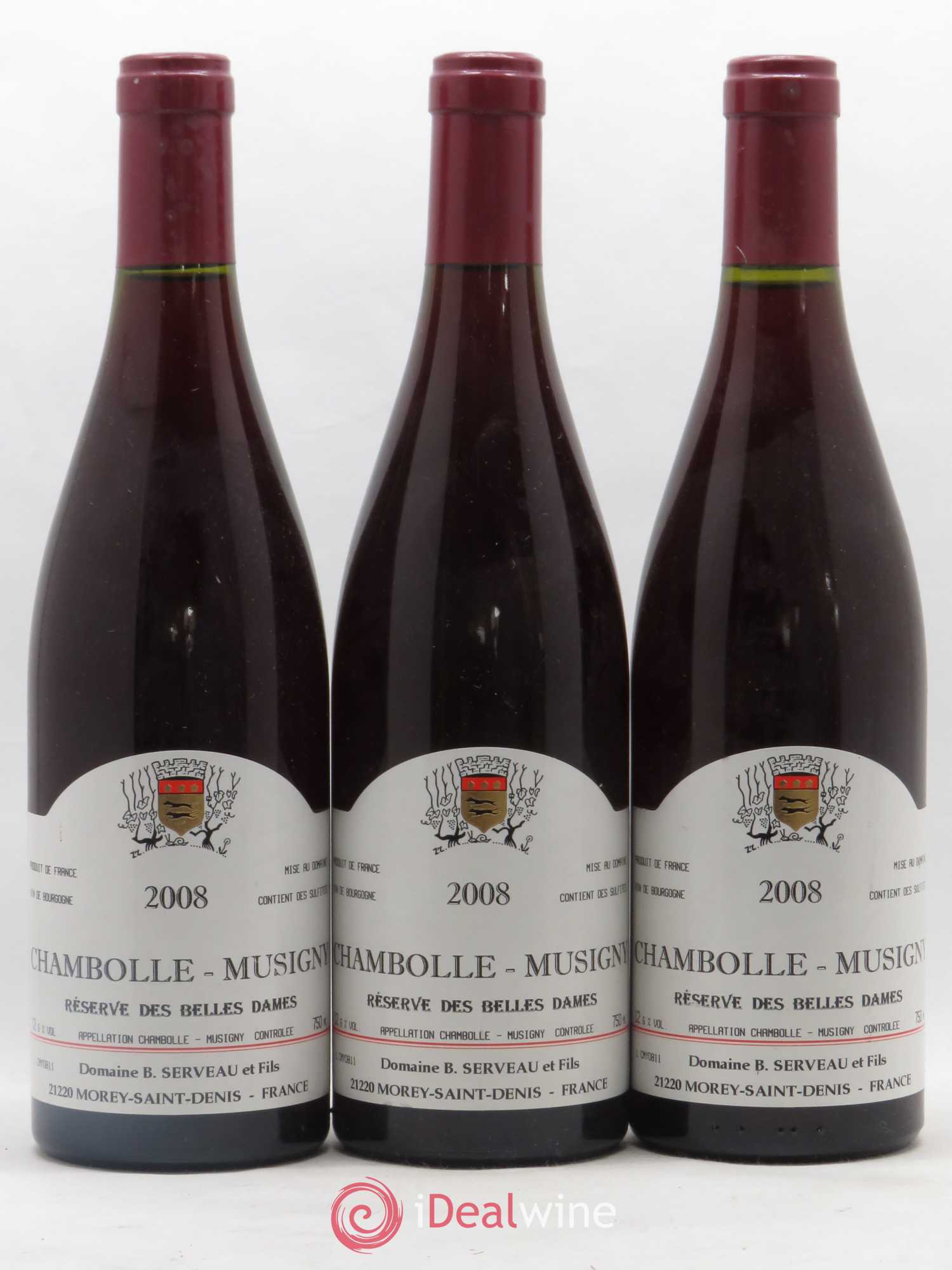 Chambolle-Musigny Réserve des Belles Dames Domaine B.Serveaux 2008 - Posten von 3 Flaschen - 0
