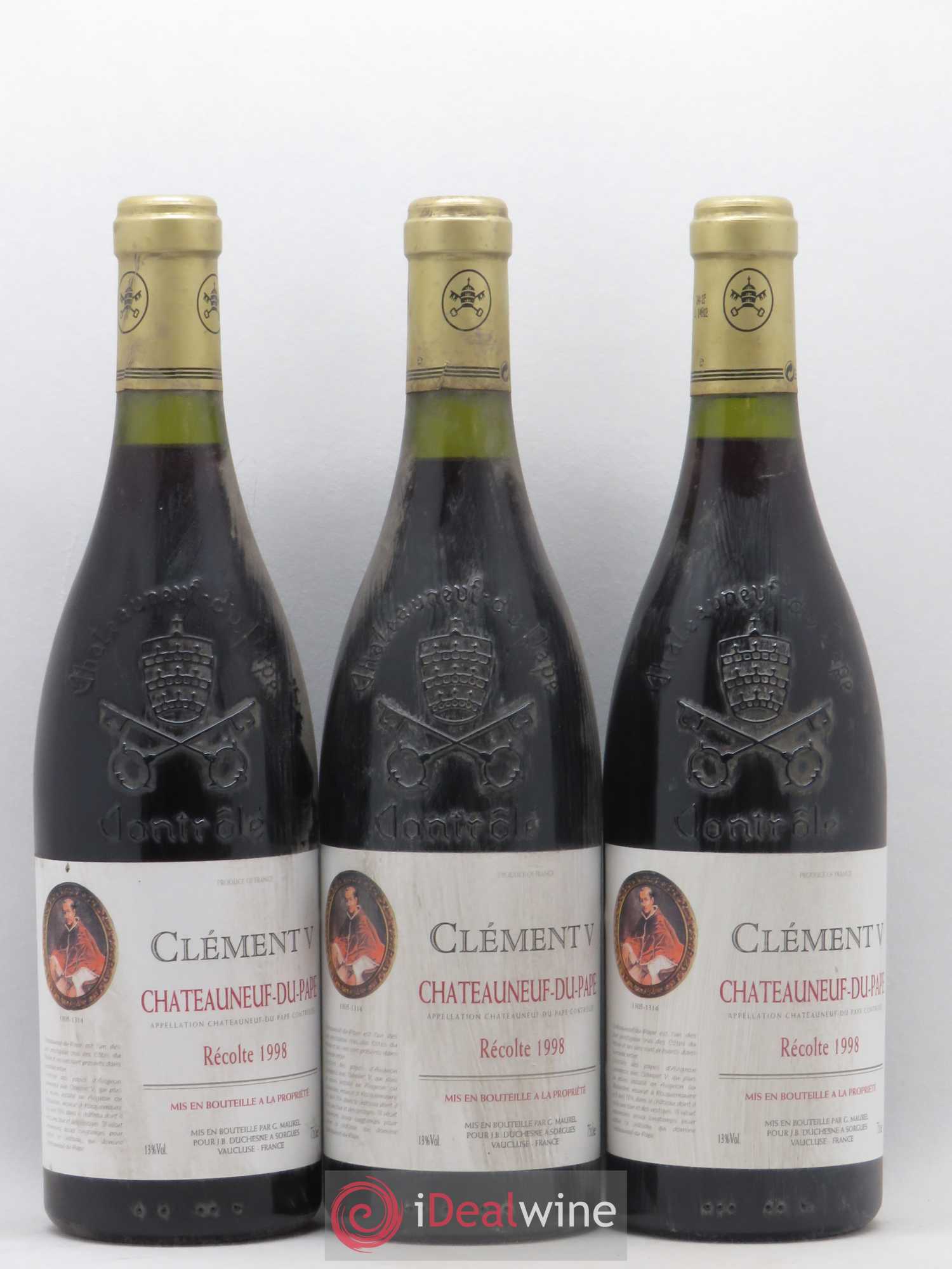 Châteauneuf-du-Pape Clement V Duchesne 1998 - Posten von 3 Flaschen - 0