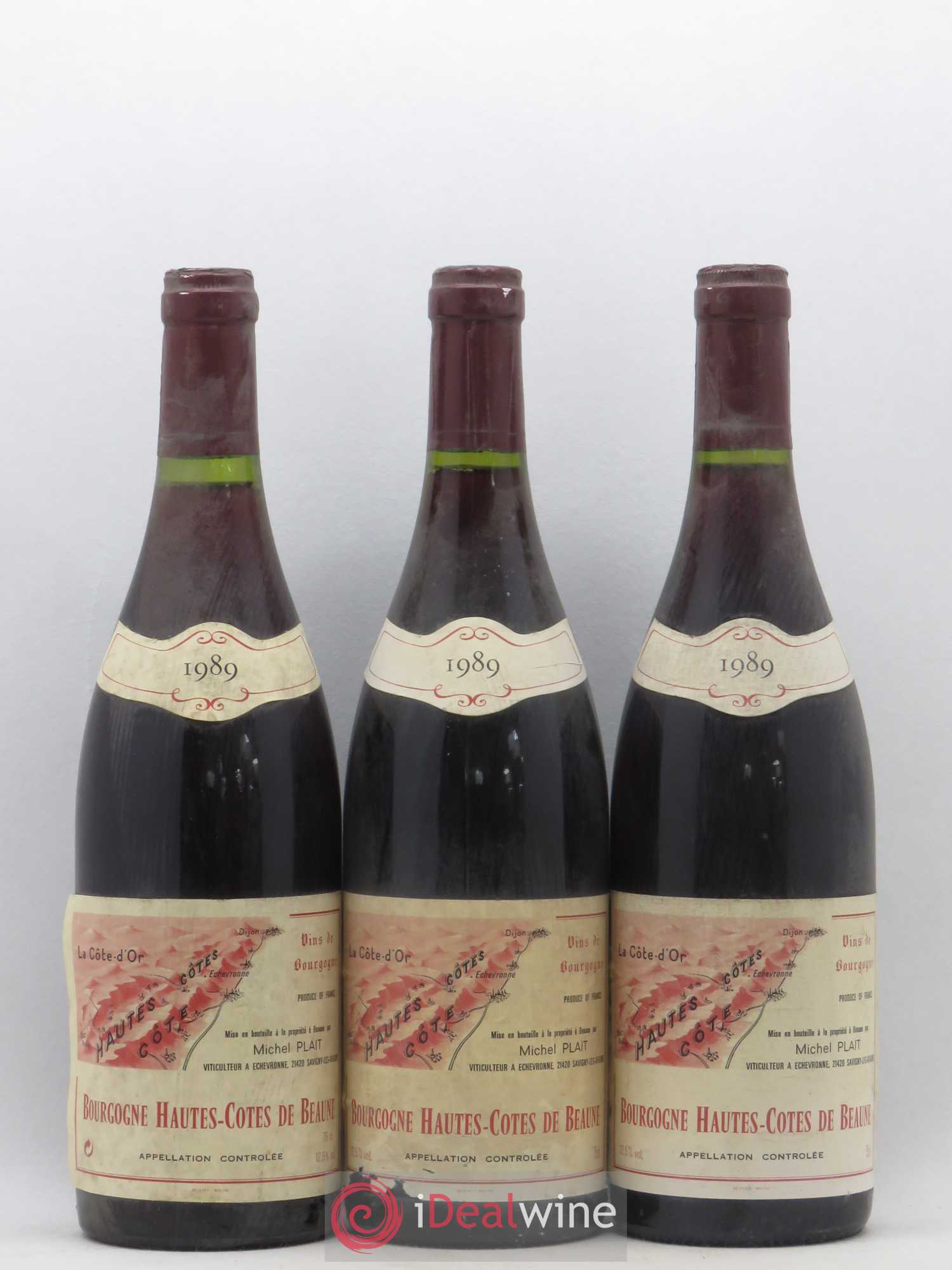 Hautes-Côtes de Beaune Michel Plait 1989 - Lot de 3 bouteilles - 0