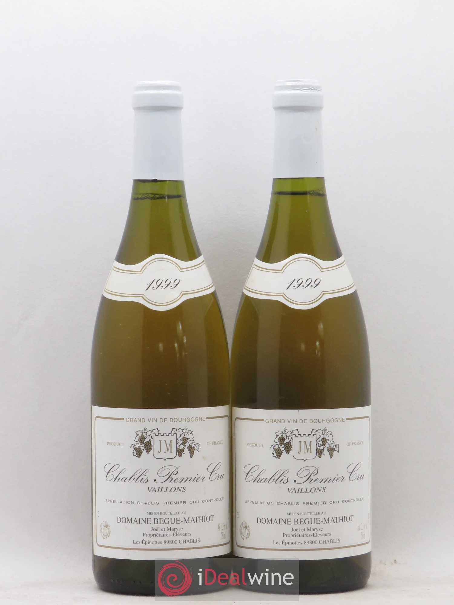 Chablis 1er Cru Vaillons Domaine Begue Mathiot 1999 - Lot de 2 bouteilles - 0