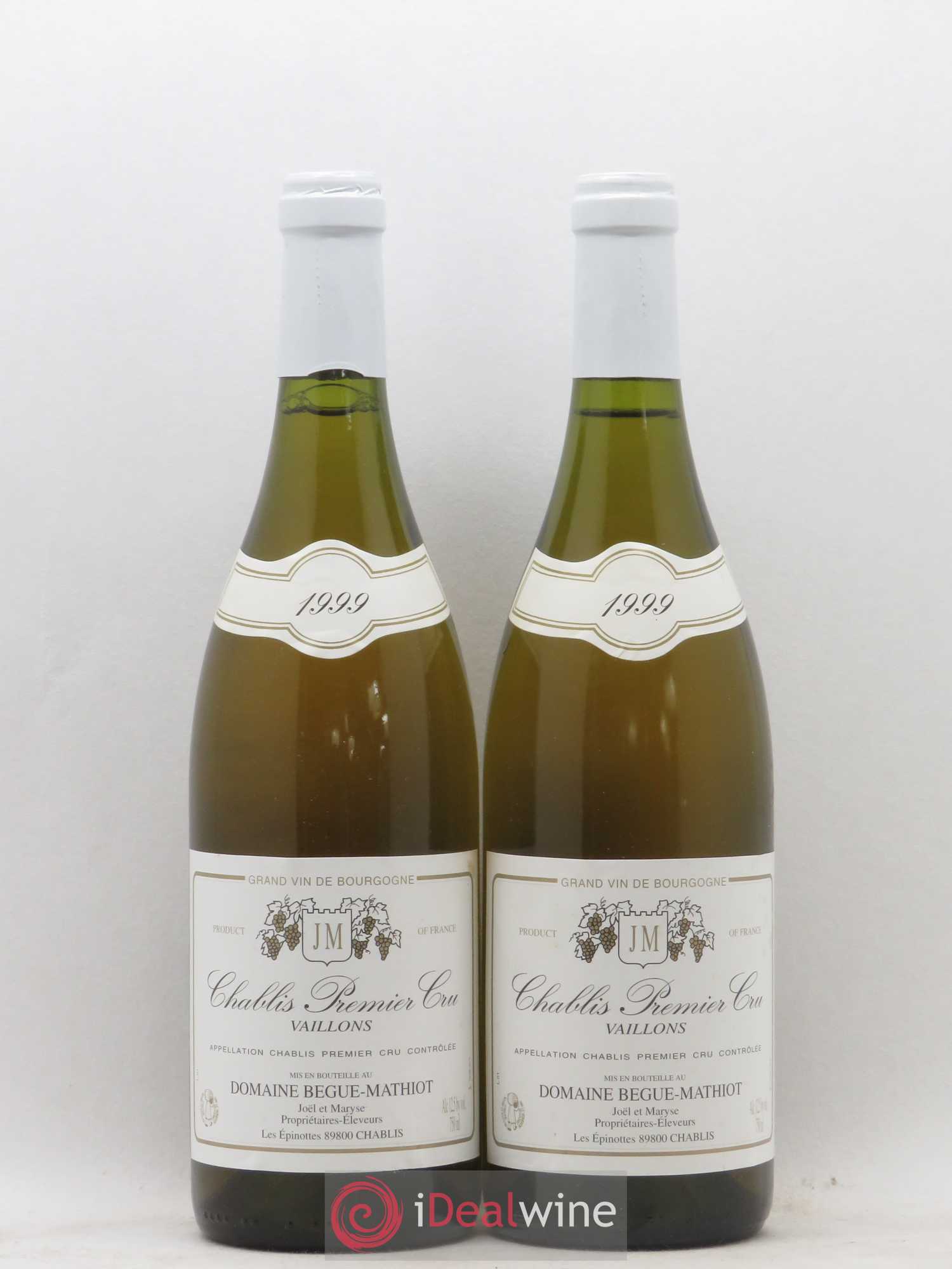 Chablis 1er Cru Vaillons Domaine Begue Mathiot 1999 - Lot de 2 bouteilles - 0