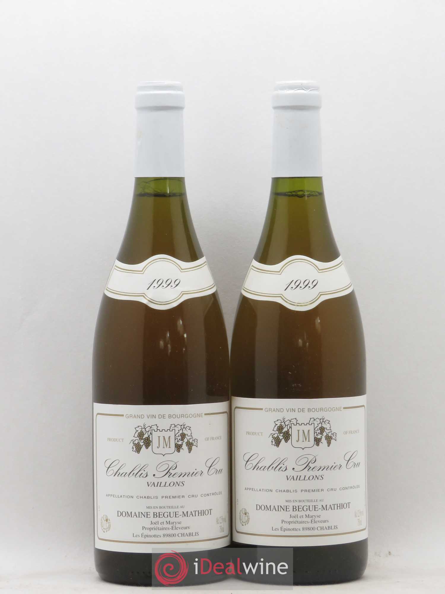 Chablis 1er Cru Vaillons Domaine Begue Mathiot 1999 - Lot de 2 bouteilles - 0