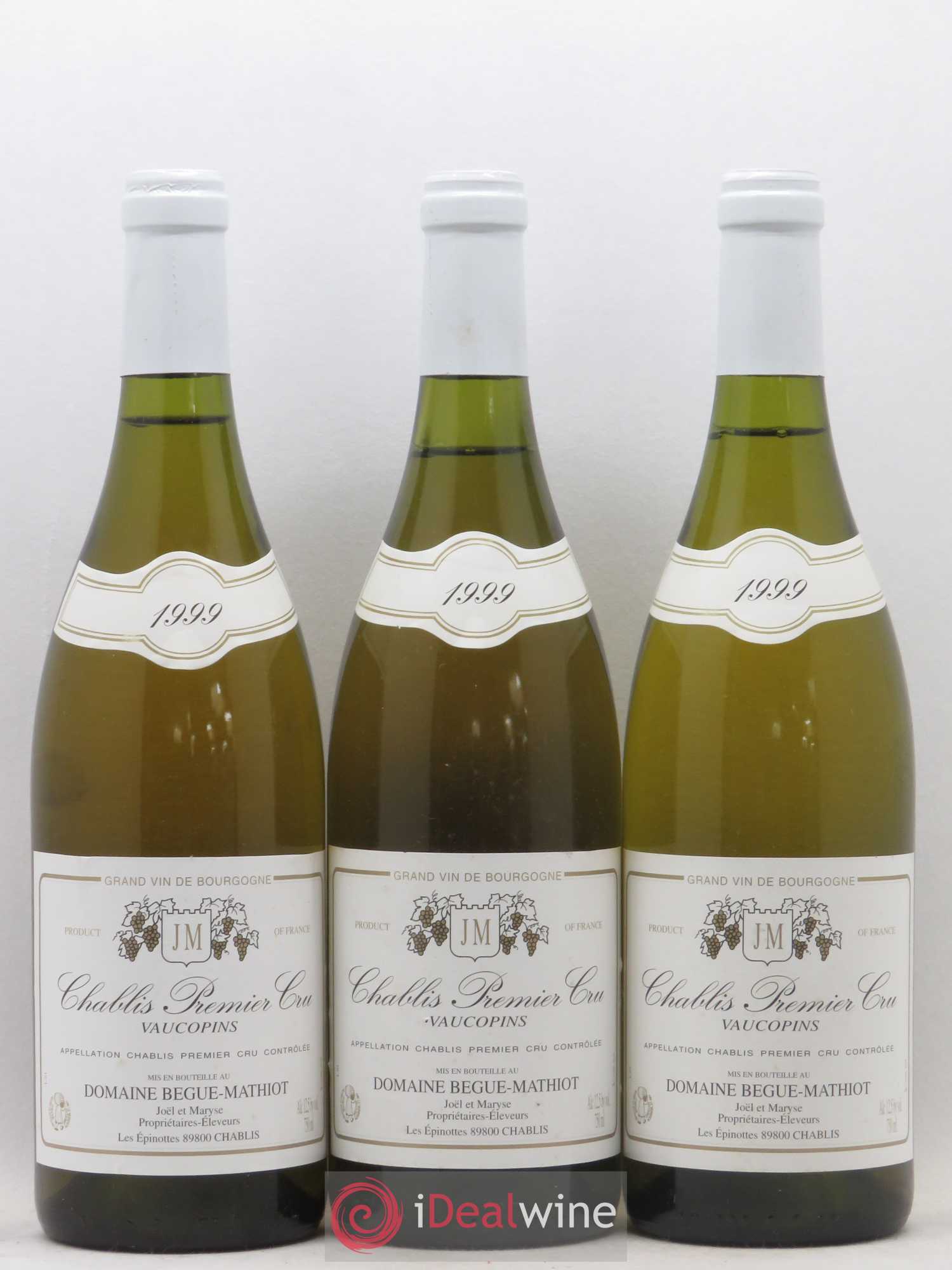 Chablis 1er Cru Vaucopin Domaine Begue Mathiot 1999 - Posten von 3 Flaschen - 0
