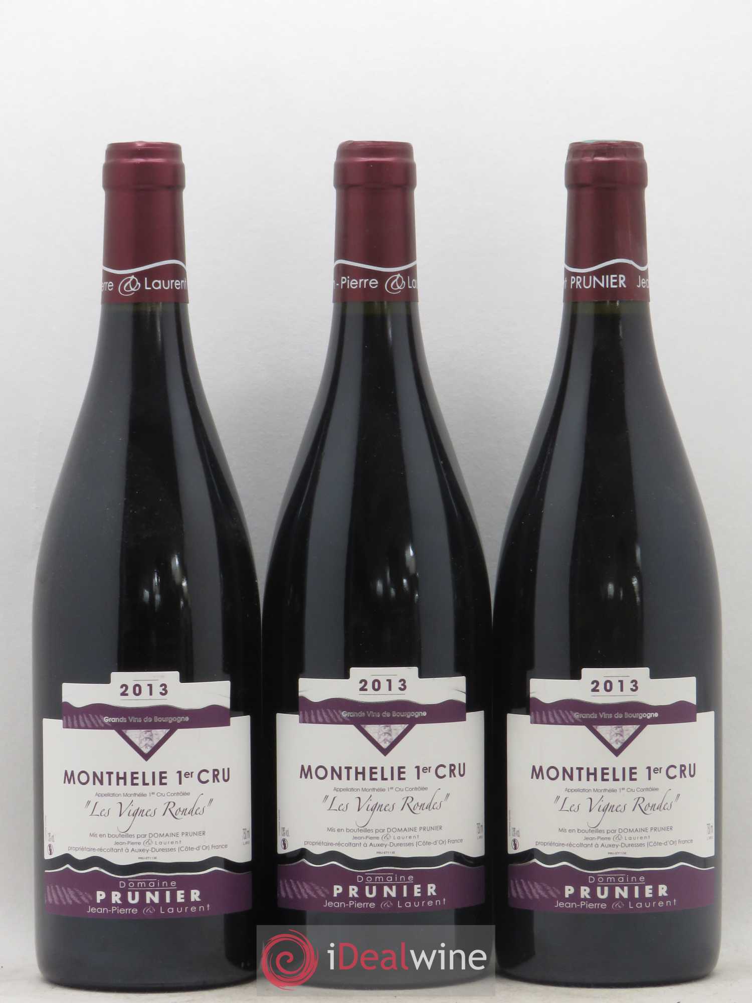 Monthélie 1er Cru Les Vignes Rondes Domaine Prunier 2013 - Lot de 3 bouteilles - 0