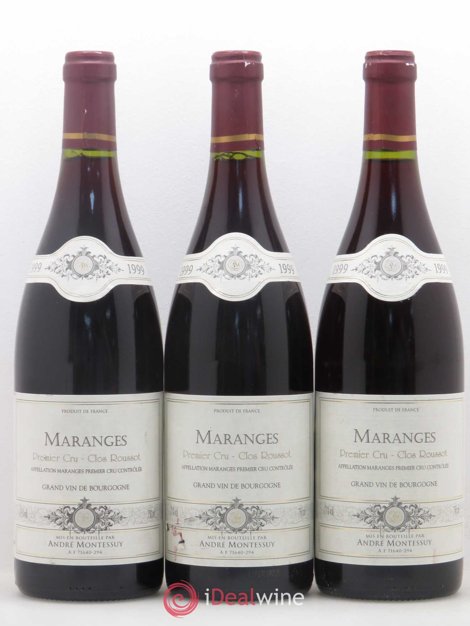 Maranges 1er Cru Clos Roussot André Montessuy 1999 - Lot de 3 bouteilles - 0