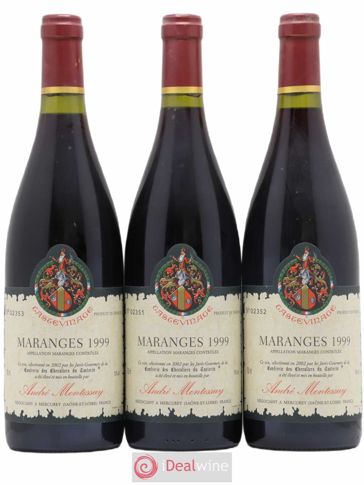 Maranges Tastevinage Andre Montessuy 1999 - Posten von 3 Flaschen - 0