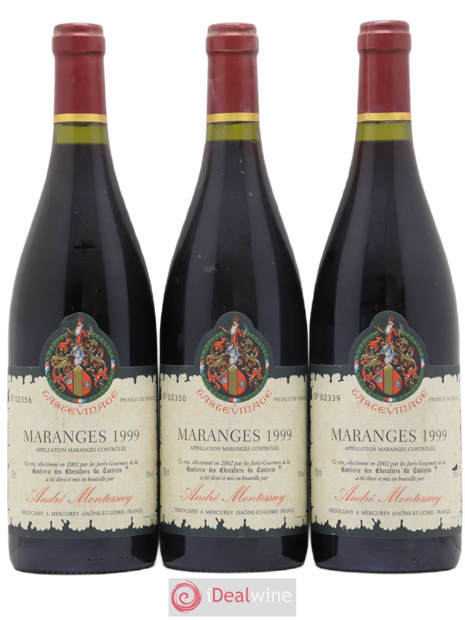 Maranges Tastevinage Andre Montessuy 1999 - Posten von 3 Flaschen - 0