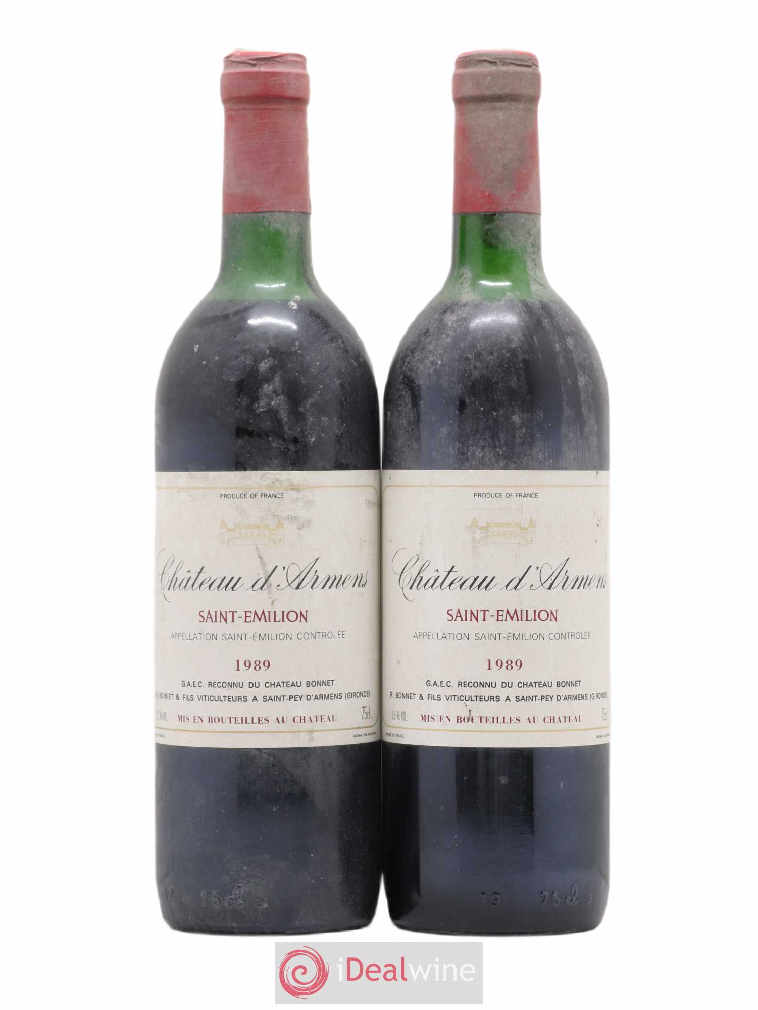 Saint-Émilion Château d'Armens 1989 - Lot de 2 bouteilles - 0