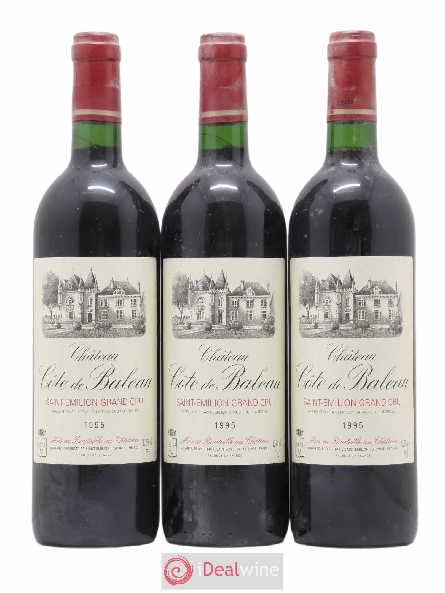 Château Côte de Baleau Grand Cru Classé 1995 - Lot de 3 bouteilles - 0