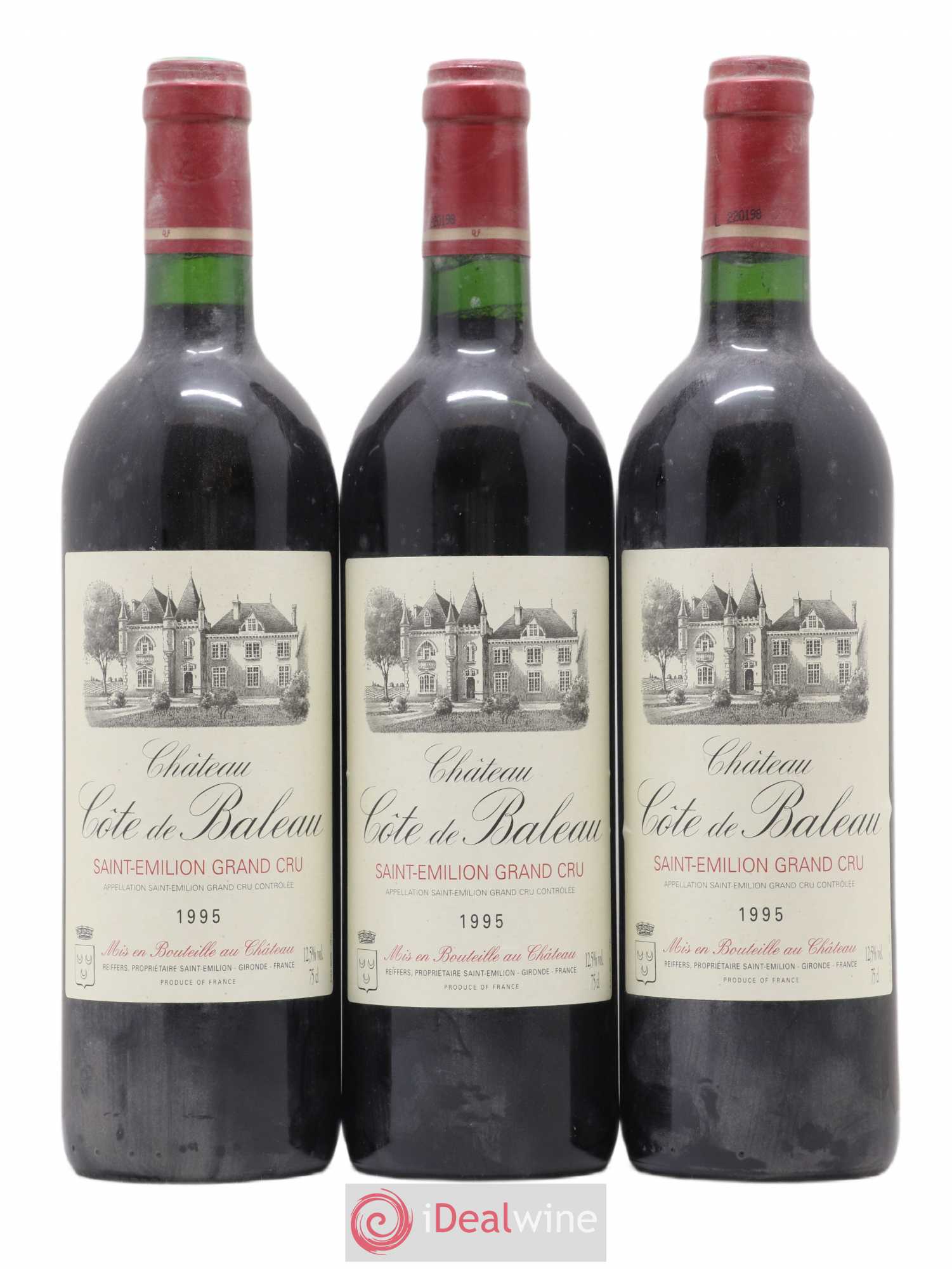 Château Côte de Baleau Grand Cru Classé 1995 - Lot de 3 bouteilles - 0