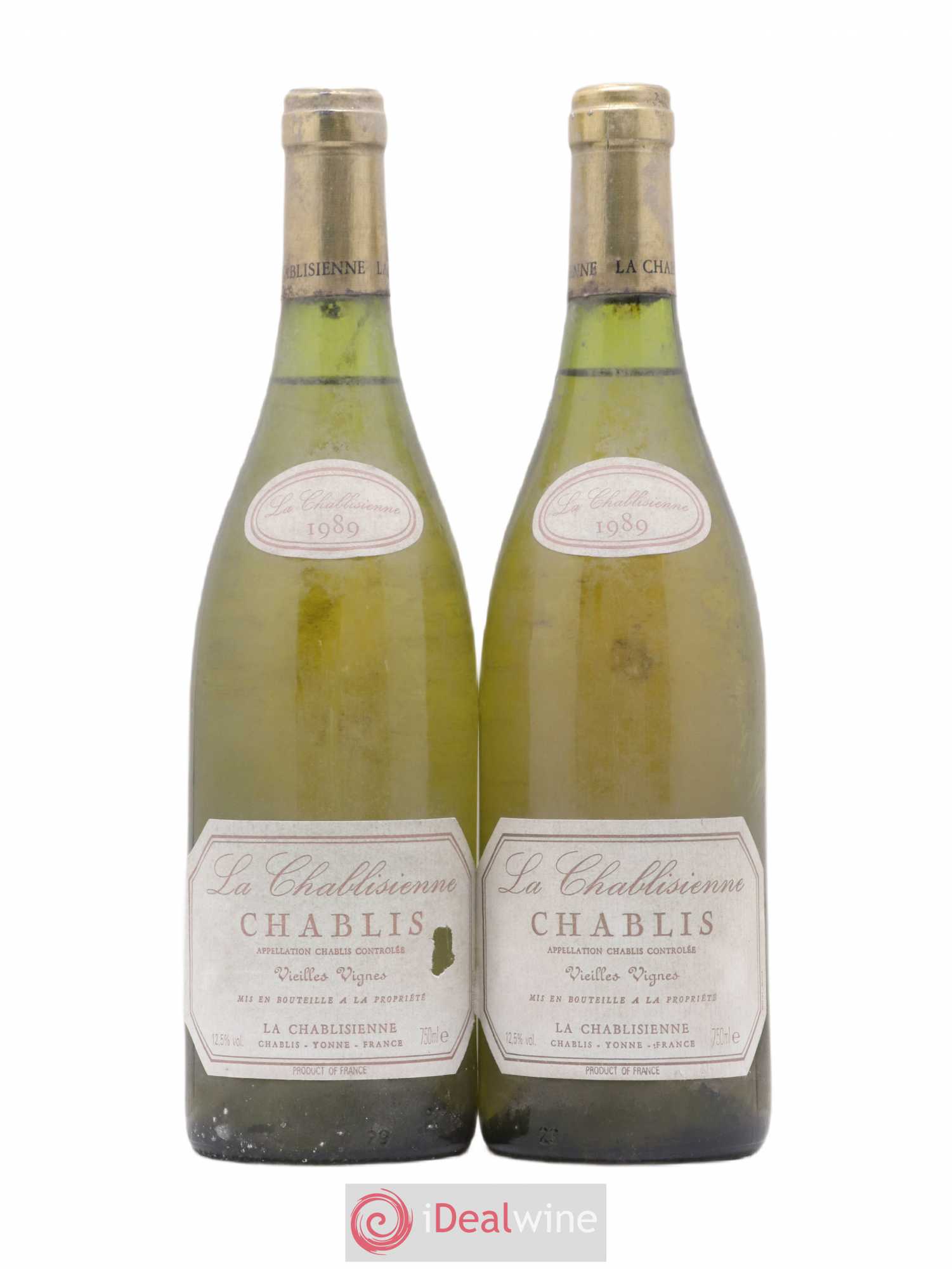 Chablis Vieilles Vignes La Chablisienne 1989 - Lot de 2 bouteilles - 0