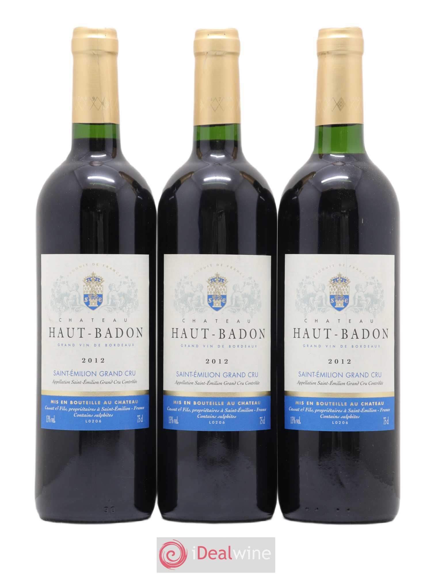 Saint-Émilion Grand Cru Chateau Haut Badon 2012 - Posten von 3 Flaschen - 0