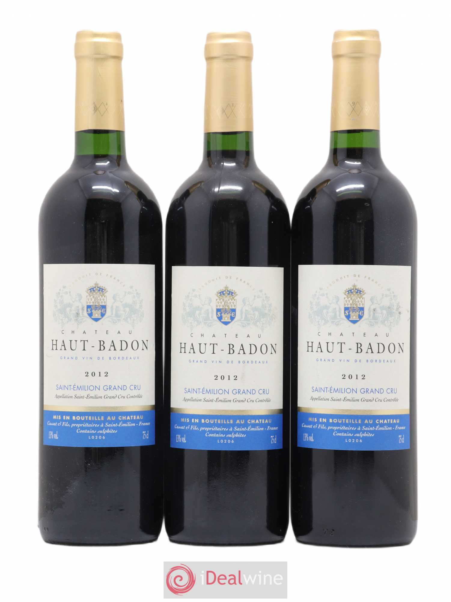 Saint-Émilion Grand Cru Chateau Haut Badon 2012 - Posten von 3 Flaschen - 0