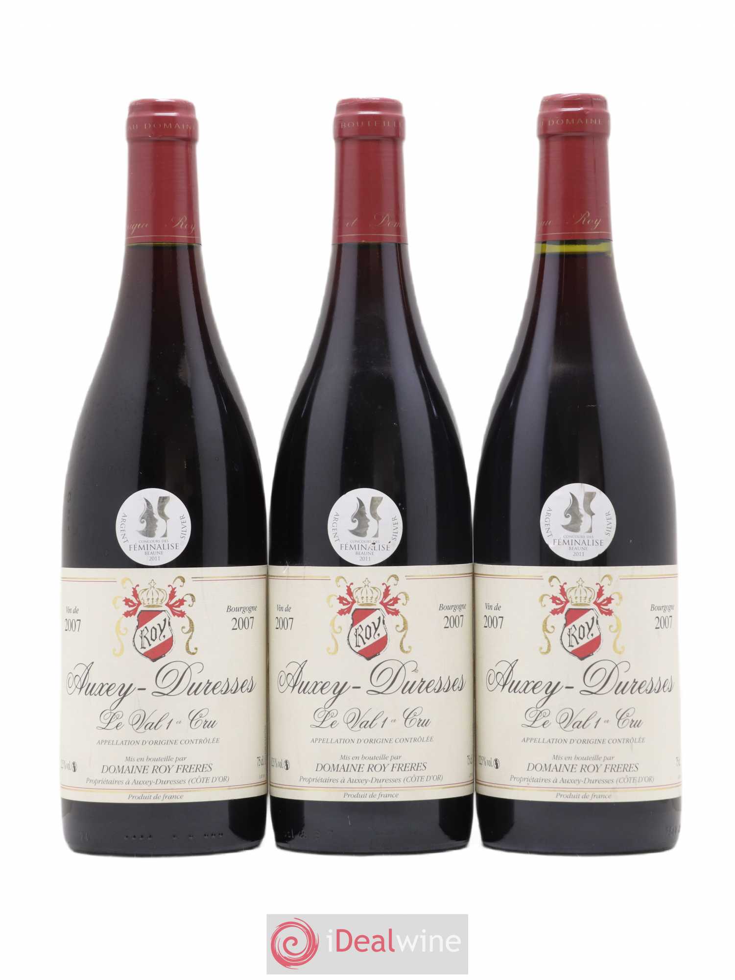 Auxey-Duresses 1er Cru Le Val Domaine Roy Freres 2007 - Lot de 3 bouteilles - 0
