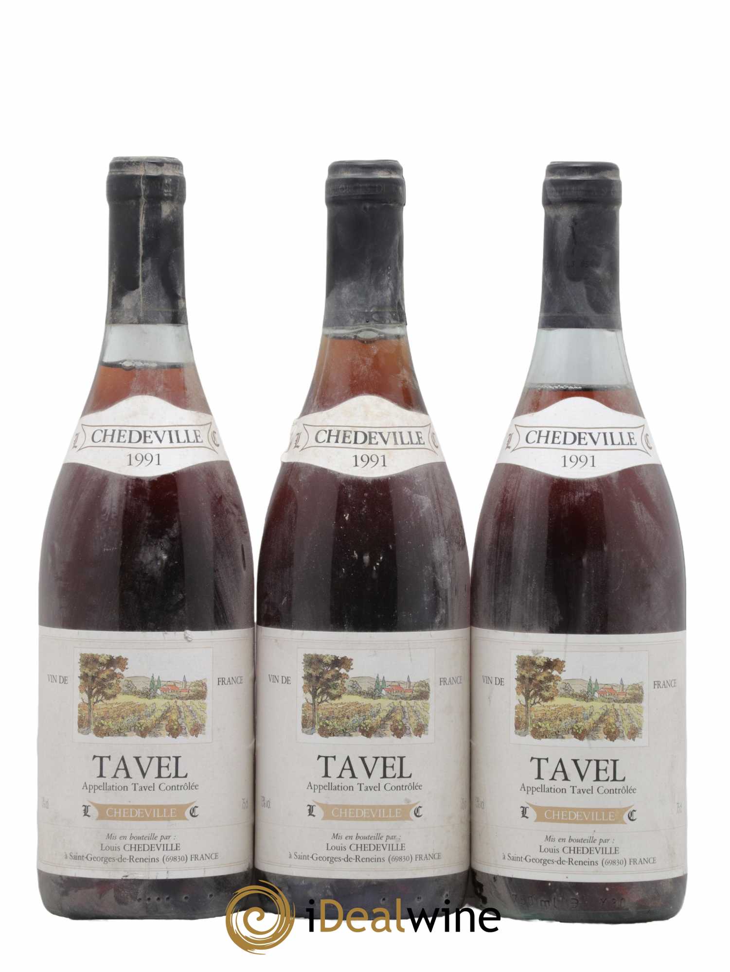 Tavel Domaine Louis Chedeville 1991 - Lot de 3 bouteilles - 0