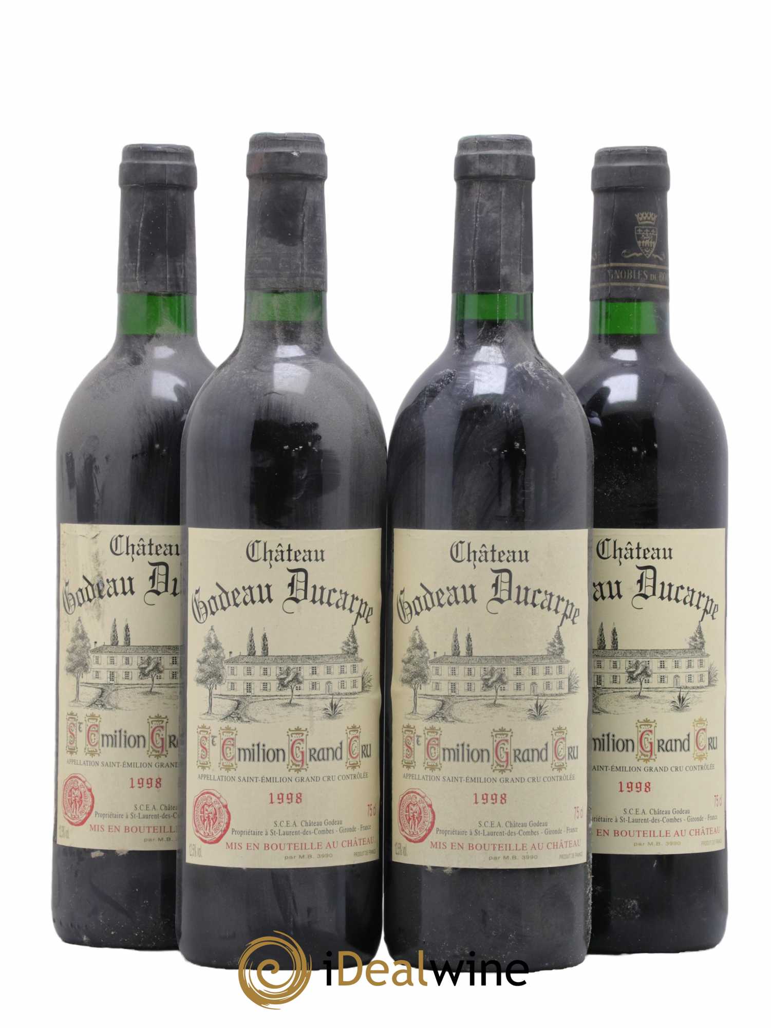 Saint-Émilion Grand Cru Château Godeau Ducarpe 1998 - Lot de 4 bouteilles - 0