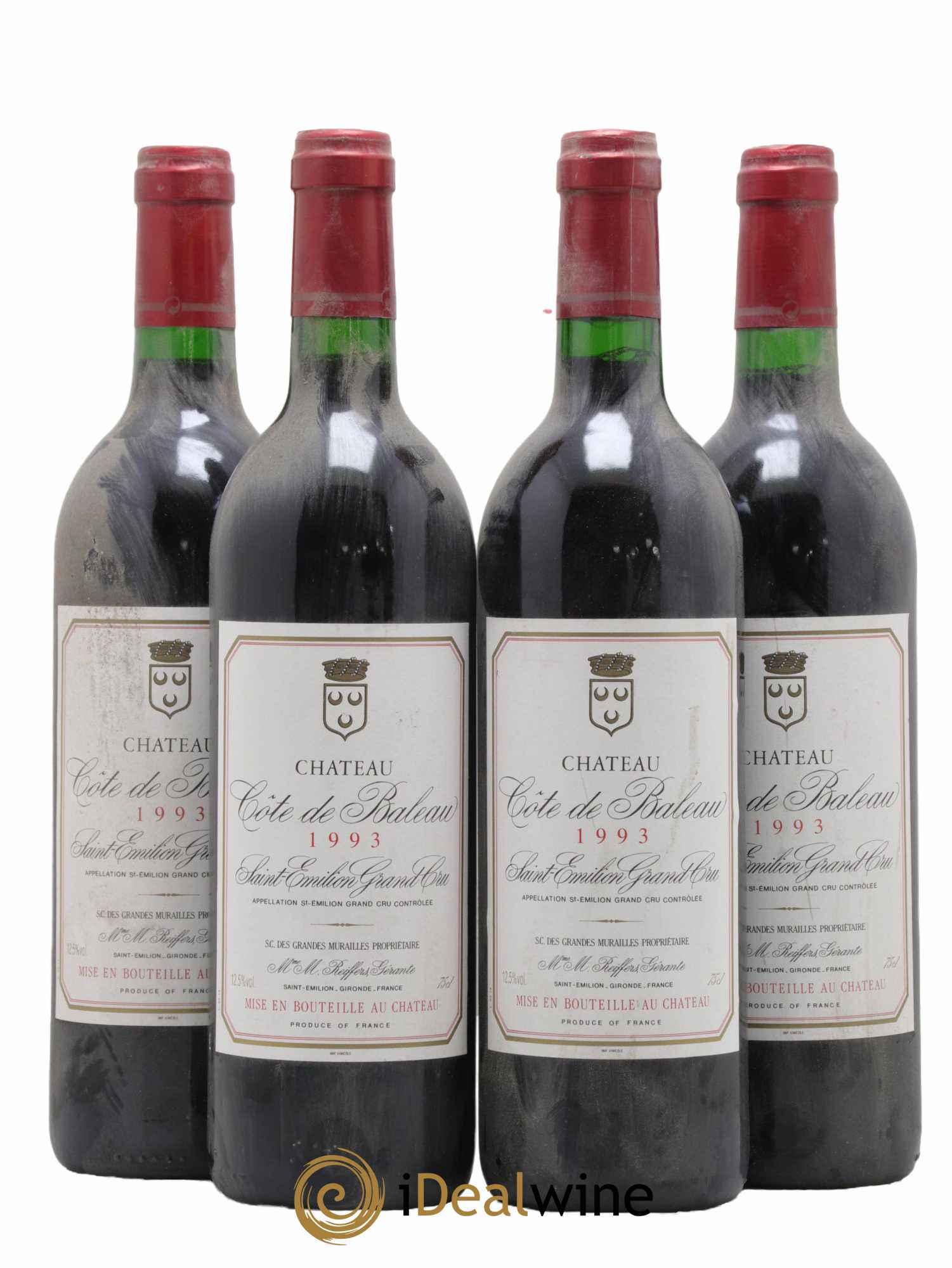 Château Côte de Baleau Grand Cru Classé 1993 - Lot de 4 bouteilles - 0