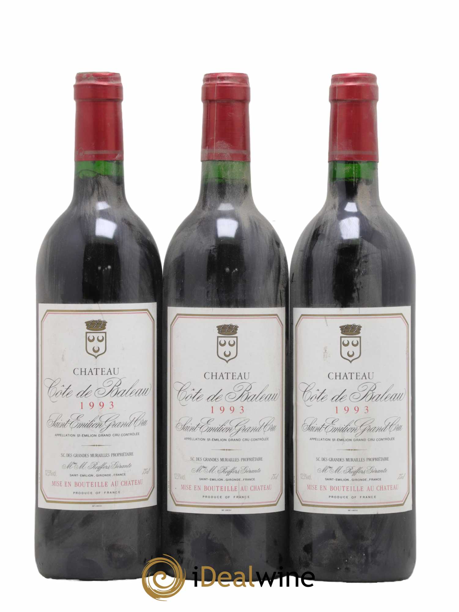 Château Côte de Baleau Grand Cru Classé 1993 - Lot de 3 bouteilles - 0
