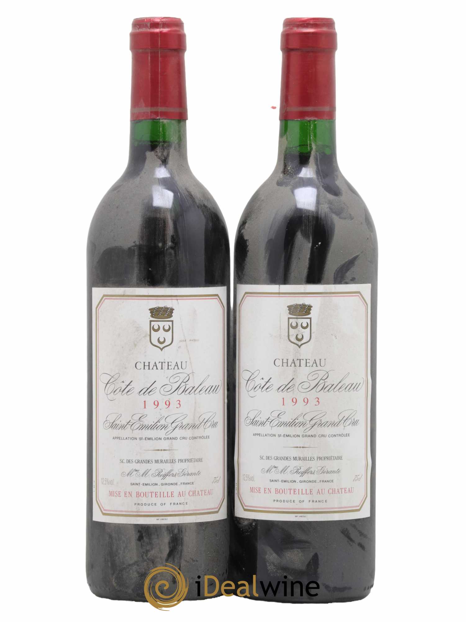 Château Côte de Baleau Grand Cru Classé 1993 - Lot de 2 bouteilles - 0