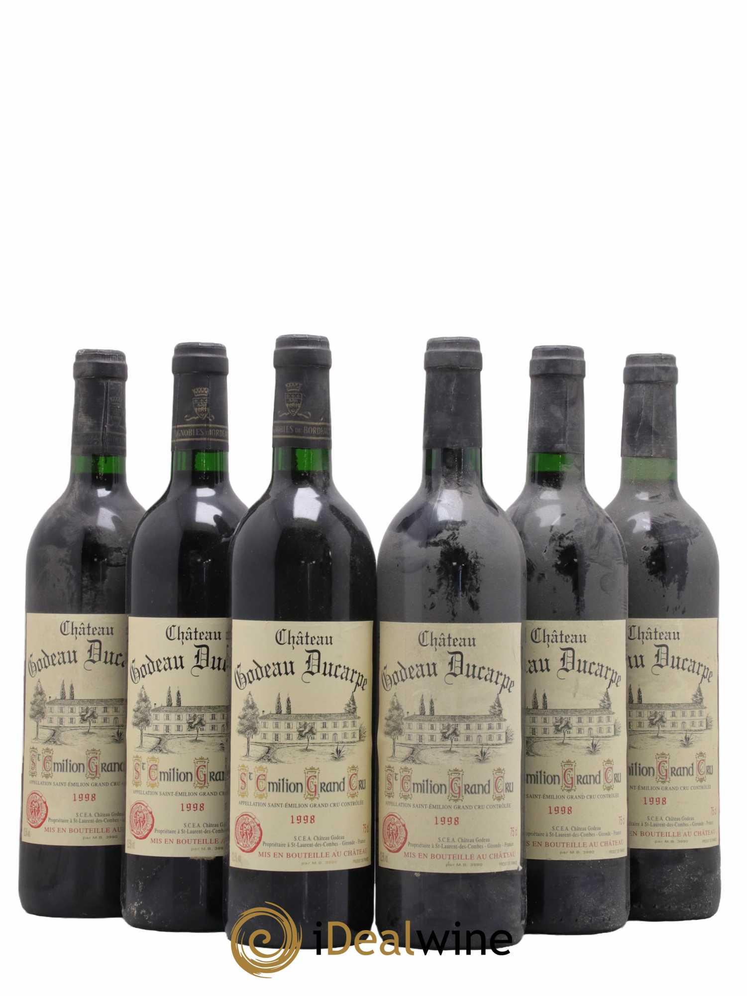 Saint-Émilion Grand Cru Château Godeau Ducarpe 1998 - Lot de 6 bouteilles - 0