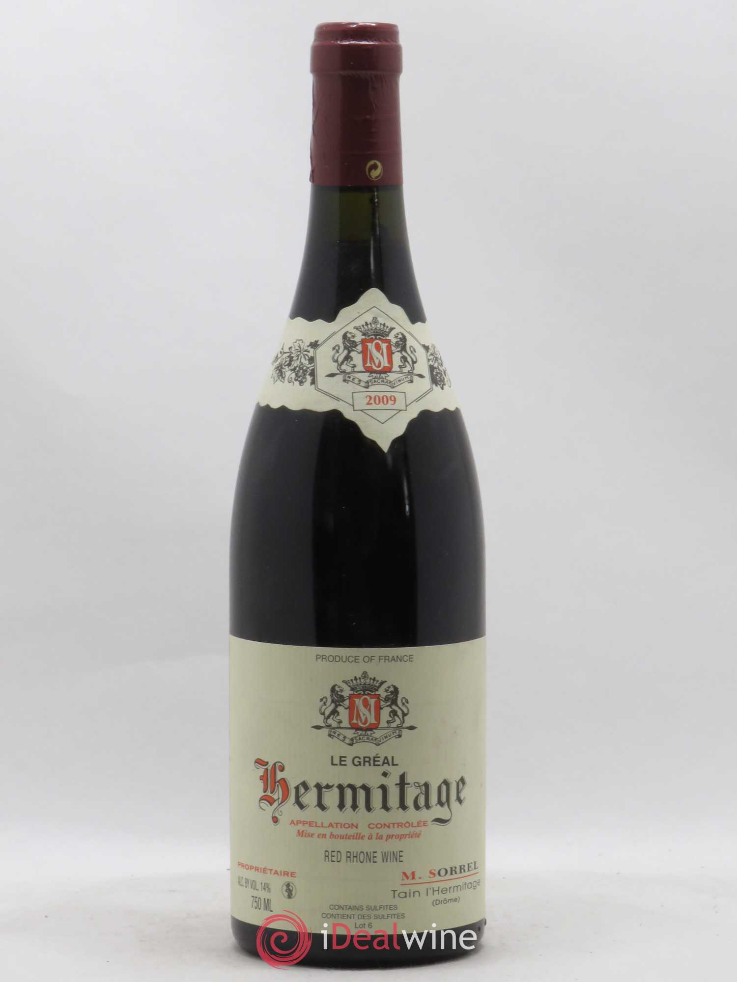 Hermitage Le Gréal Marc Sorrel 2009 - Lot de 1 bouteille - 0