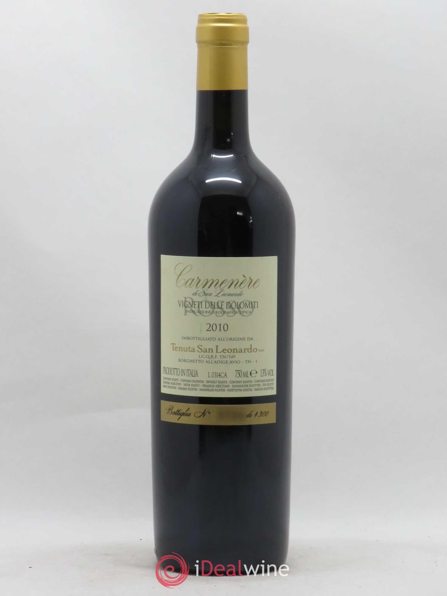 Italie IGT Vigneti delle Dolomiti Carmenère Tenuta San Leonardo 2010 - Posten von 1 Flasche - 1