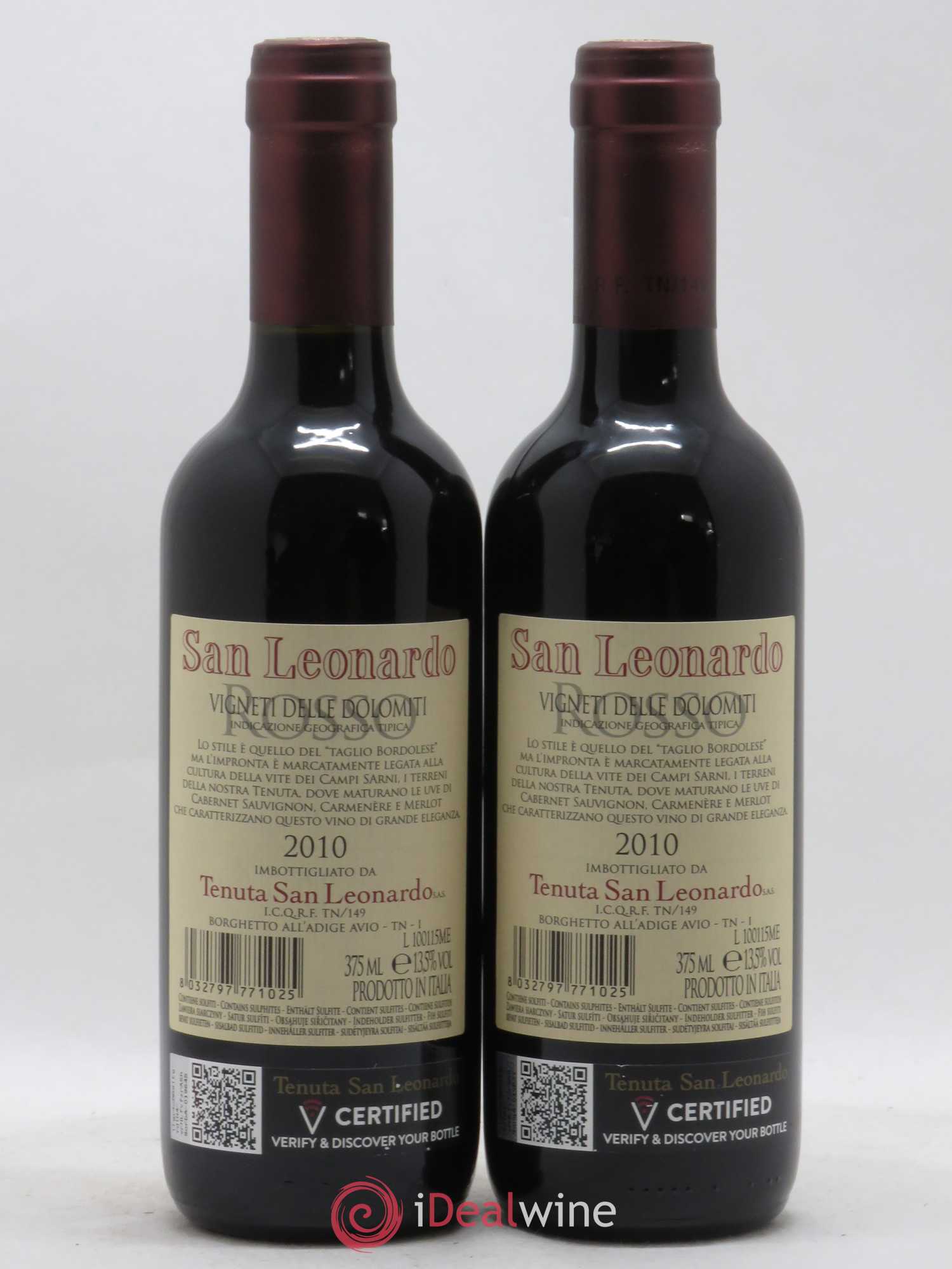 Italie IGT Vigneti delle Dolomiti Tenuta San Leonardo San Leonardo 2010 - Posten von 2 Demi-Flaschen - 1
