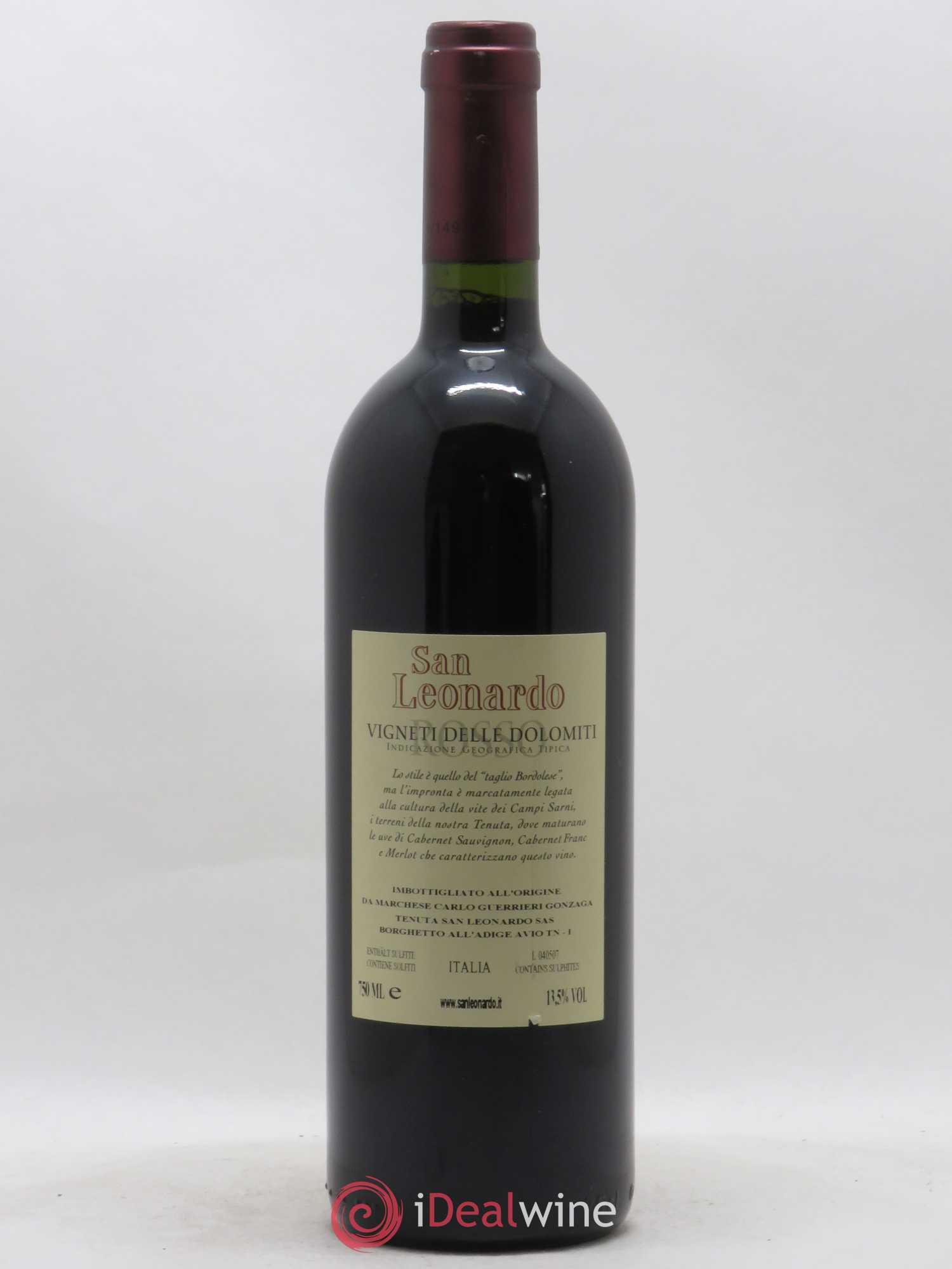 Italie IGT Vigneti delle Dolomiti Tenuta San Leonardo San Leonardo 2004 - Lot de 1 bouteille - 1