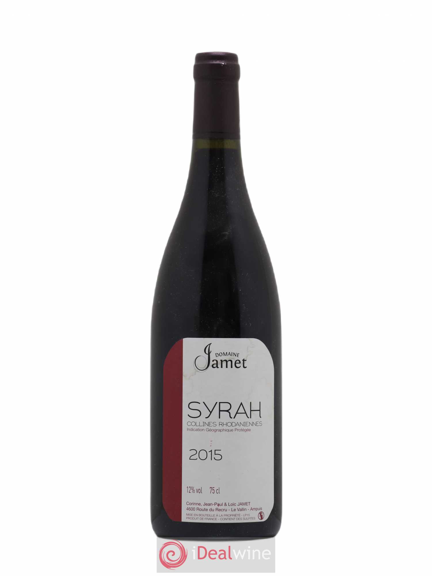 Collines Rhodaniennes Syrah Jamet (Domaine) 2015 - Lot de 1 bouteille - 0