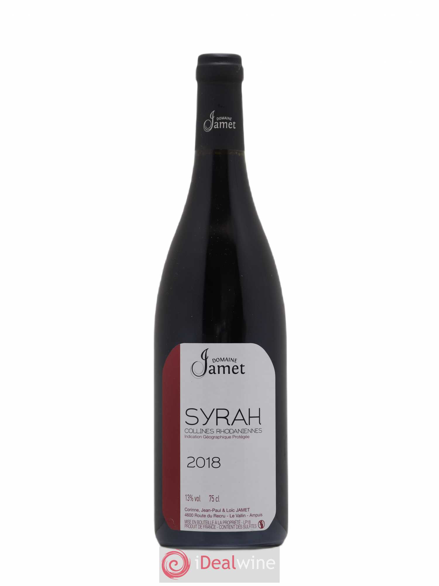 Collines Rhodaniennes Syrah Jamet (Domaine) 2018 - Posten von 1 Flasche - 0