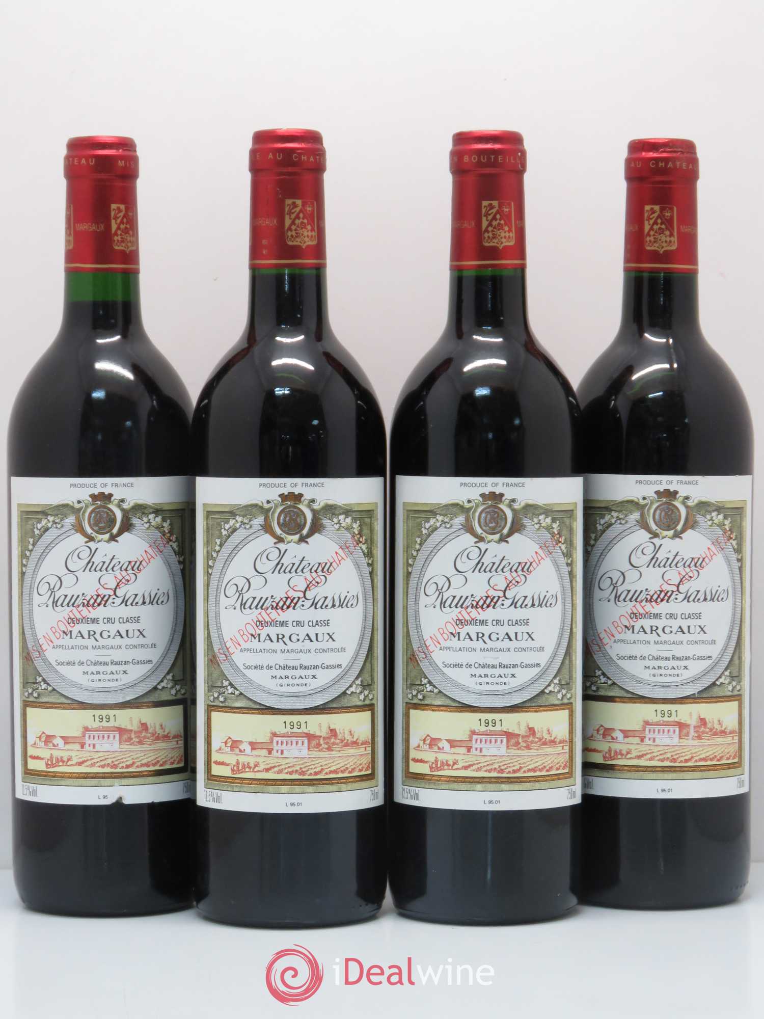 Château Rauzan-Gassies 2ème Grand Cru Classé 1991 - Lot de 4 bouteilles - 0