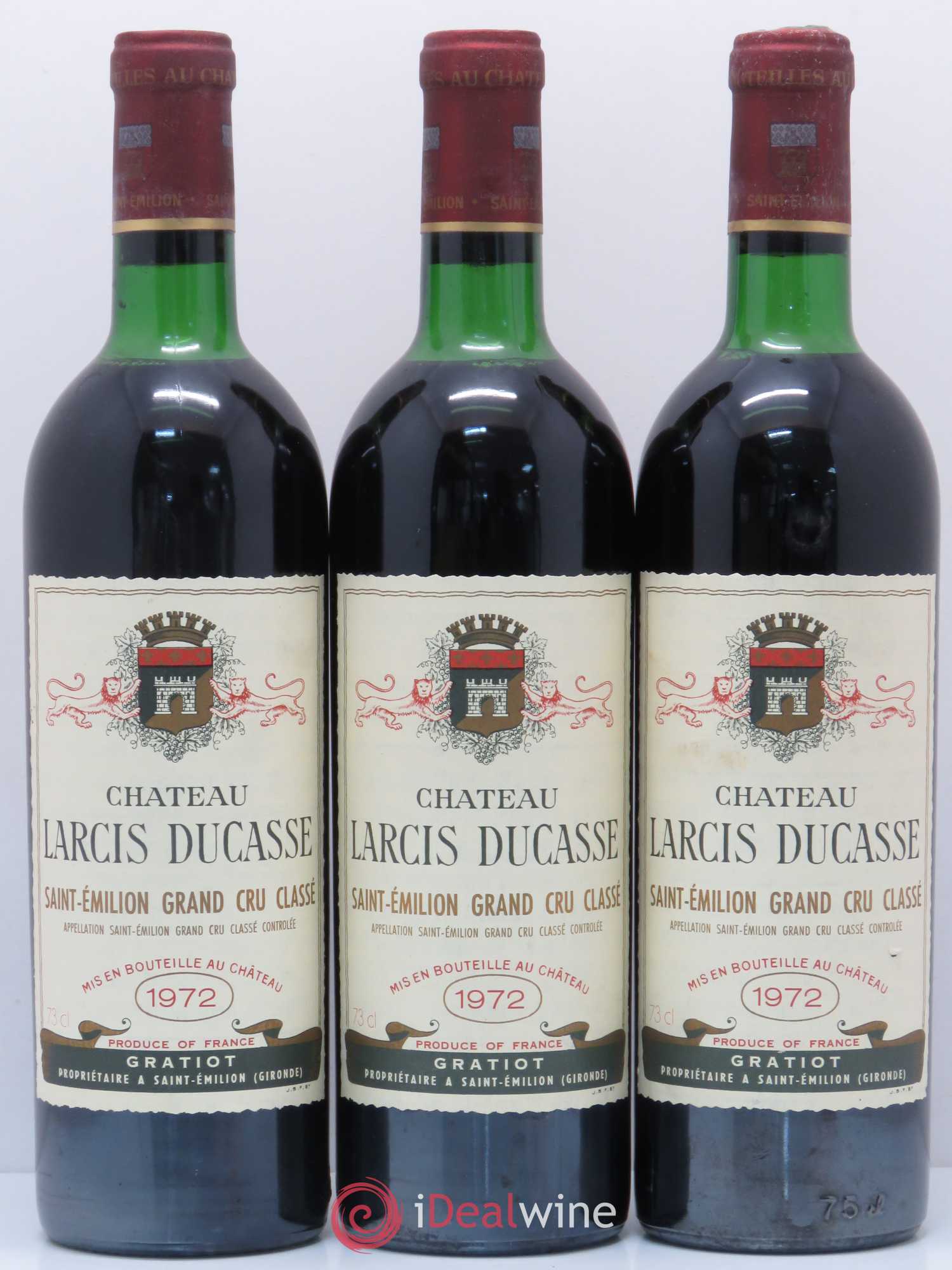 Château Larcis Ducasse 1er Grand Cru Classé B 1972 - Lot de 3 bouteilles - 0