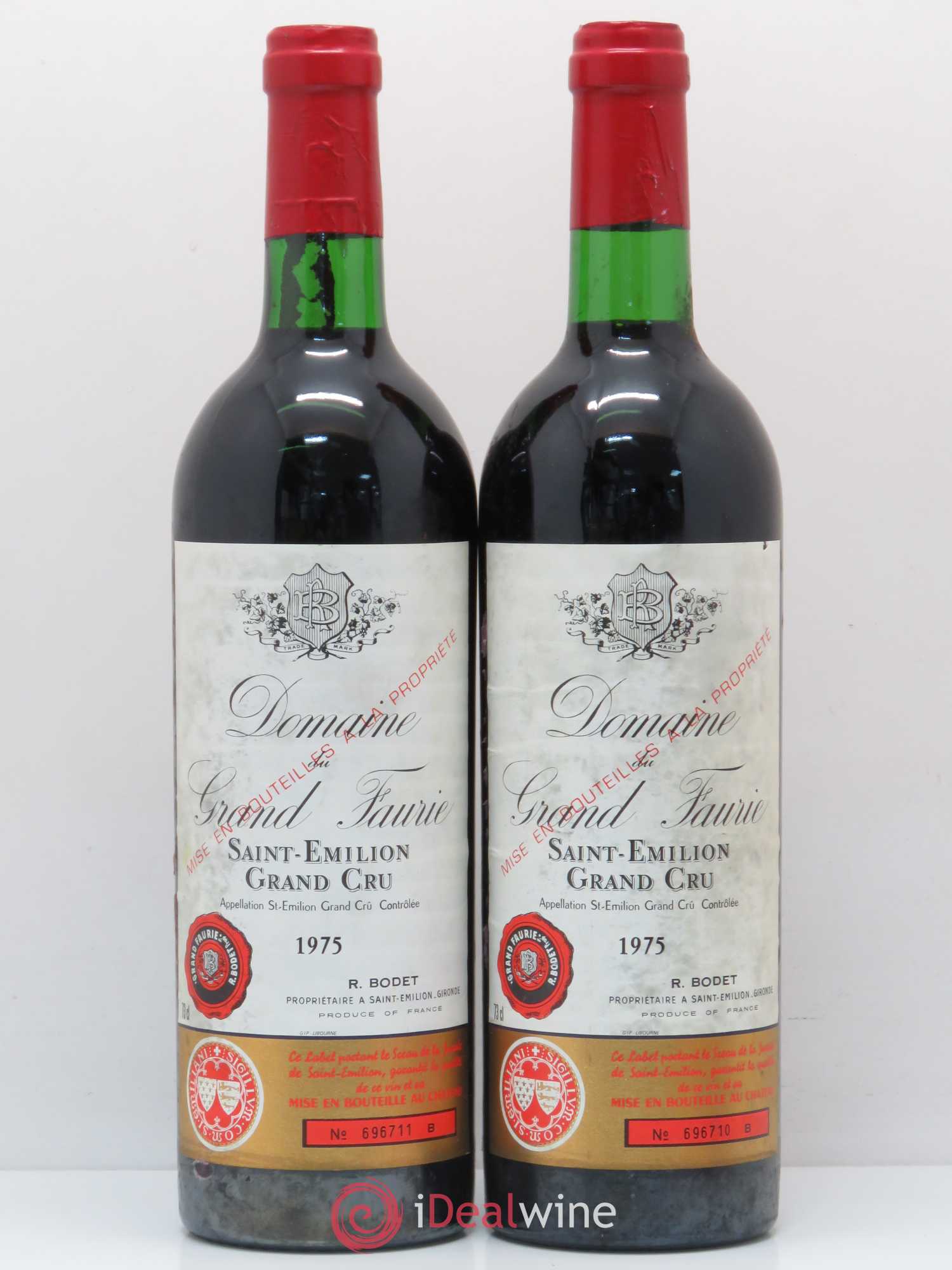 Saint-Émilion Domaine Grand Faurie 1975 - Posten von 2 Flaschen - 0