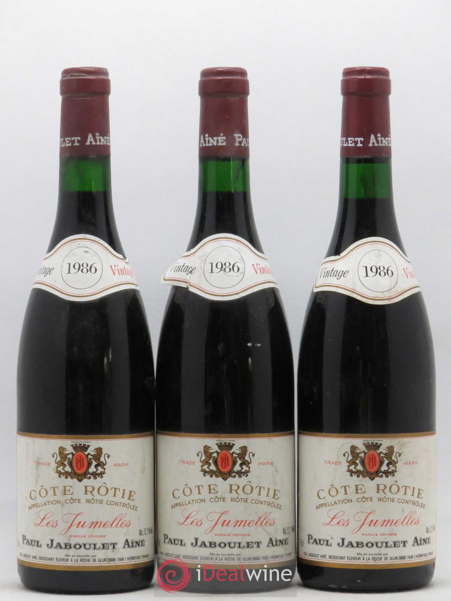 Côte-Rôtie Les Jumelles Paul Jaboulet Ainé 1986 - Lot de 3 bouteilles - 0