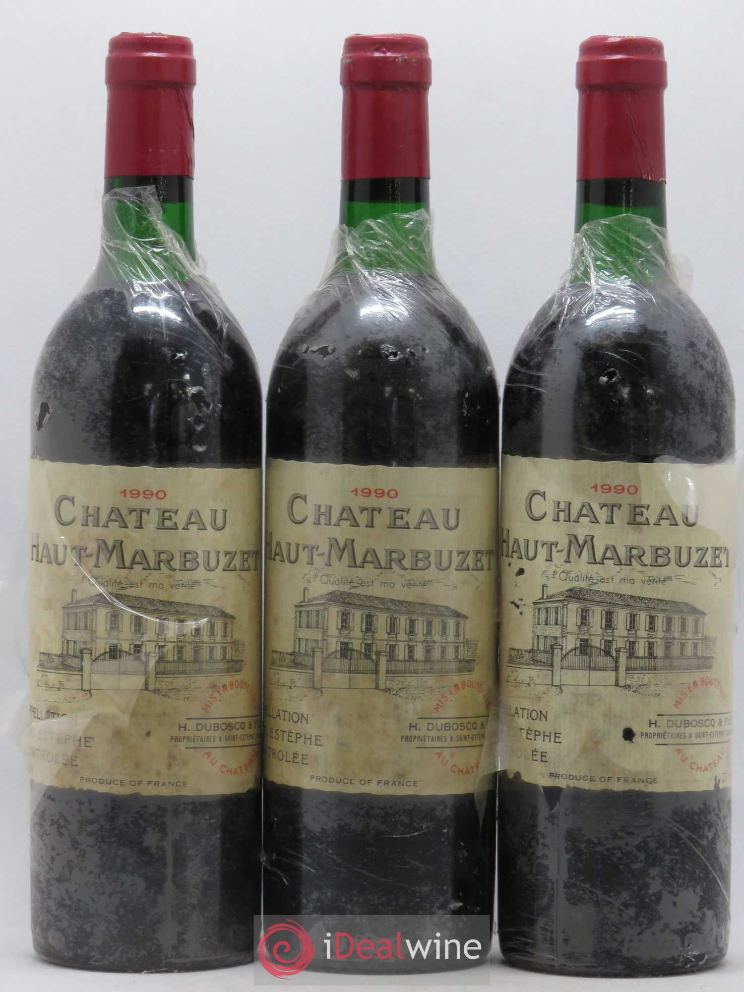 Château Haut Marbuzet 1990 - Lot de 3 bouteilles - 0