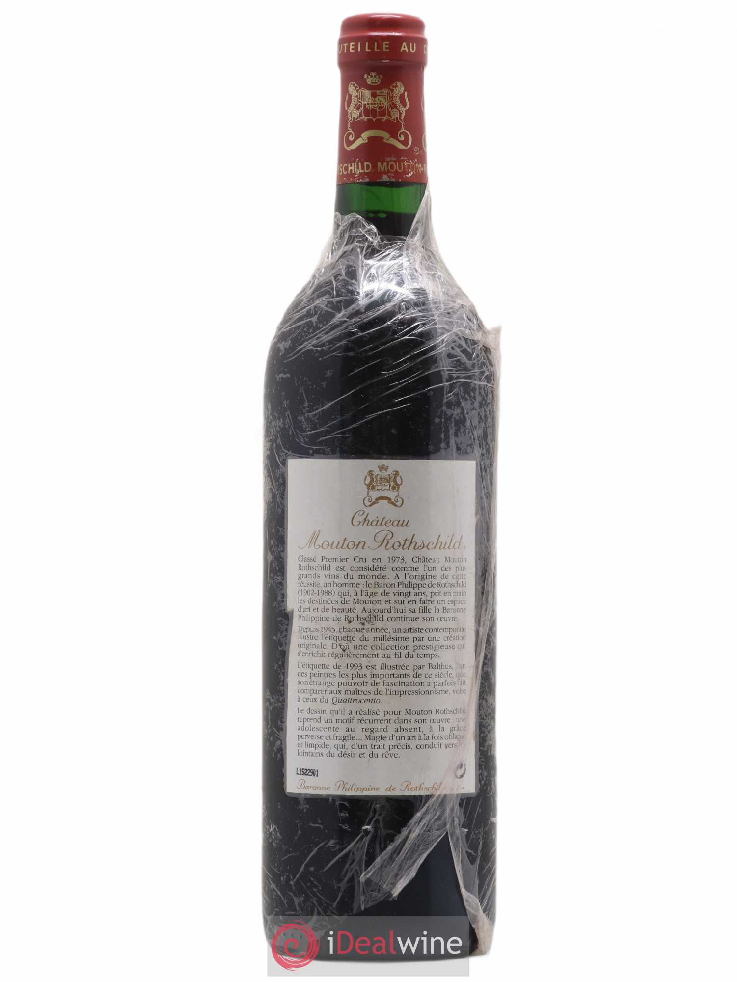 Château Mouton Rothschild 1er Grand Cru Classé 1993 - Lot de 1 bouteille - 1
