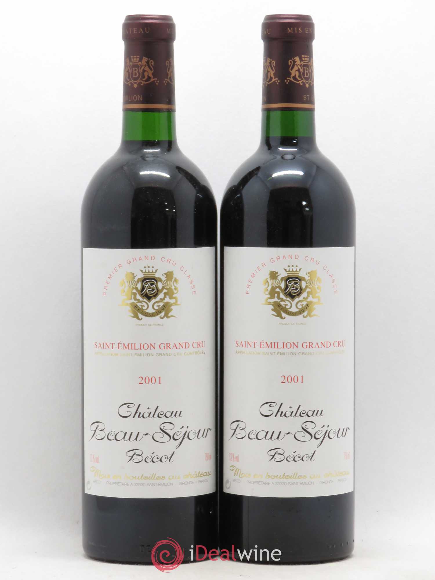 Château Beau-Séjour Bécot 1er Grand Cru Classé B 2001 - Lot de 2 bouteilles - 0