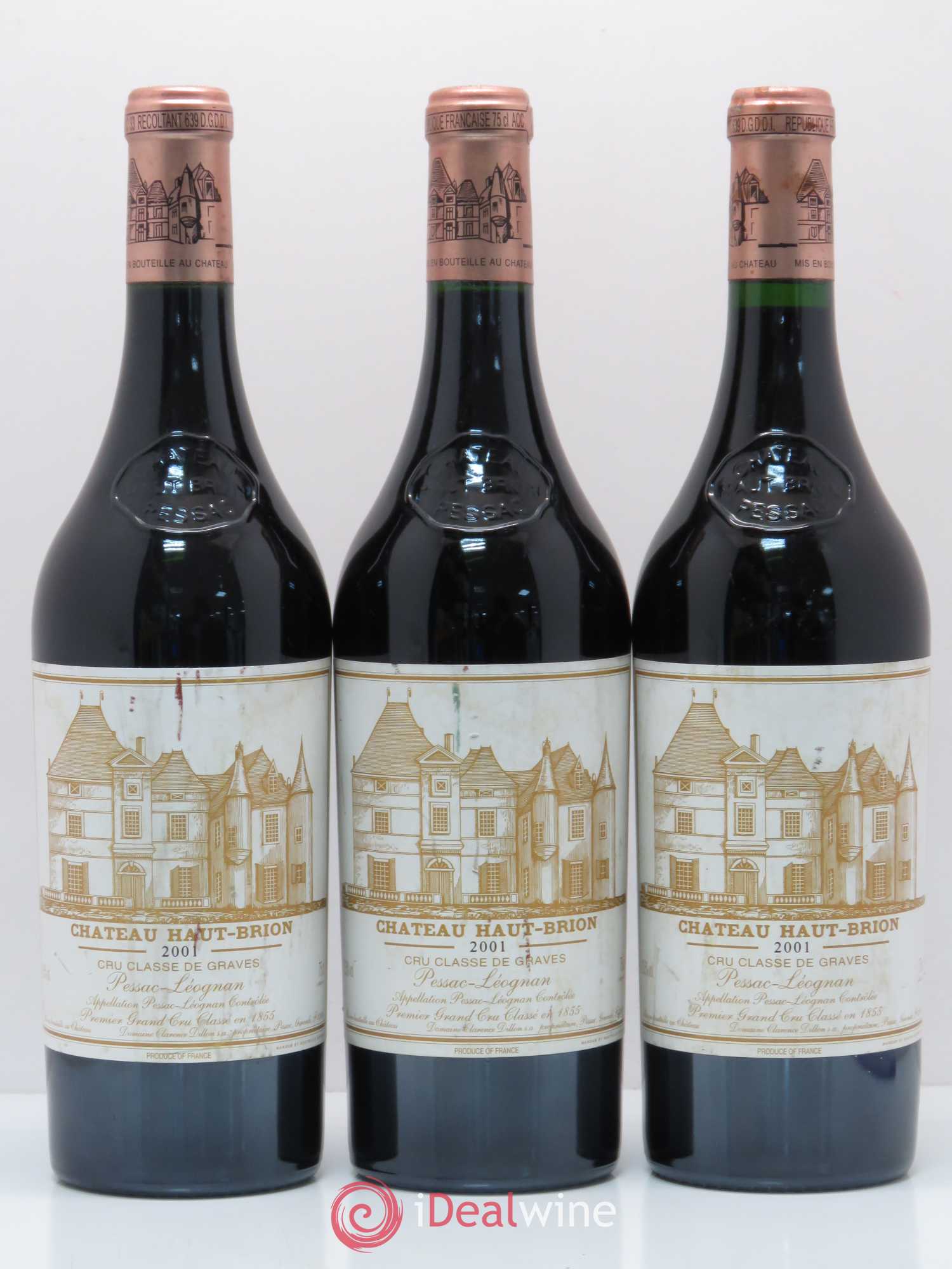 Château Haut Brion 1er Grand Cru Classé (sans prix de réserve) 2001 - Lot de 3 bouteilles - 0