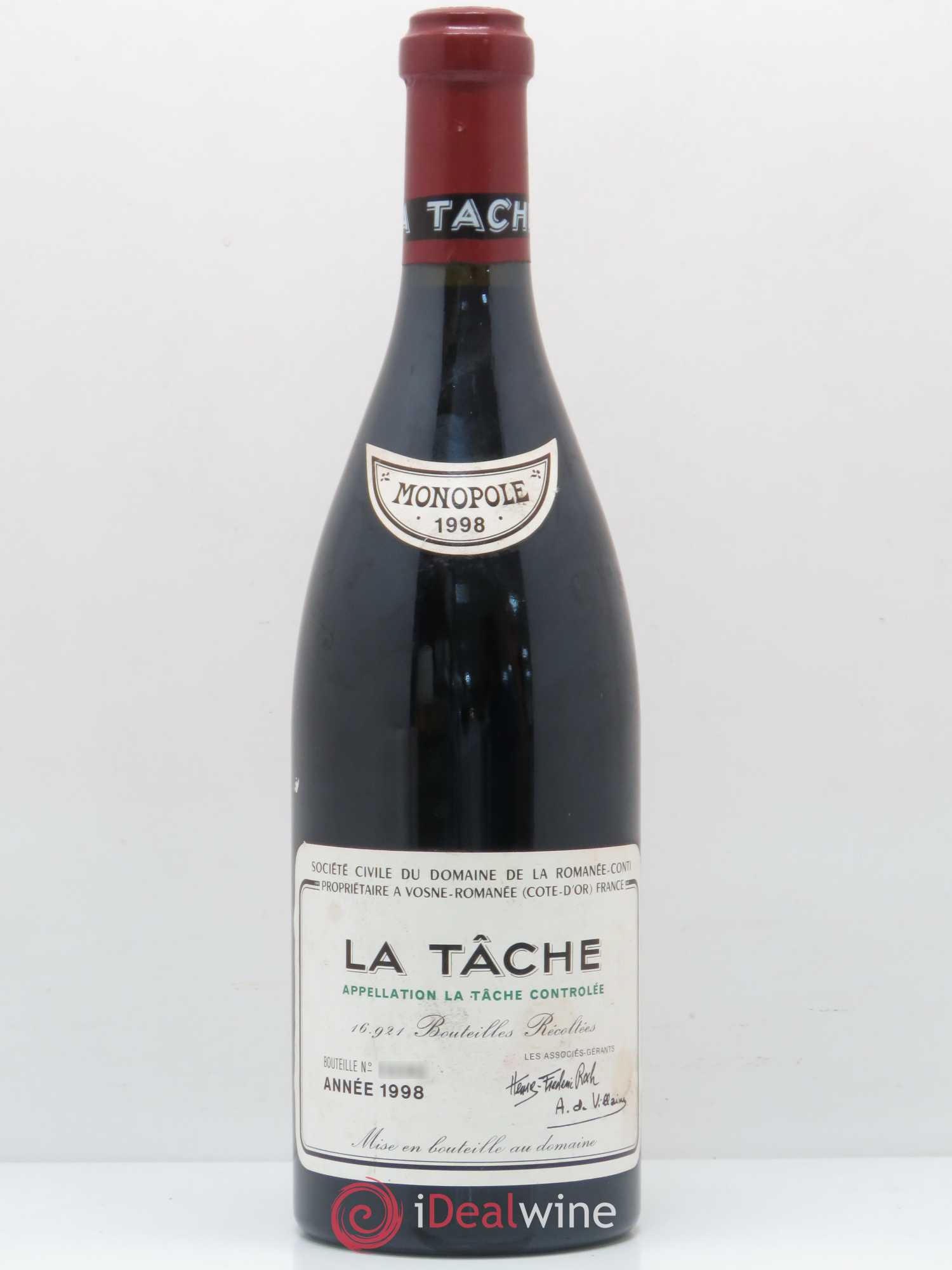 La Tâche Grand Cru Domaine de la Romanée-Conti 1998 - Lot de 1 bouteille - 0