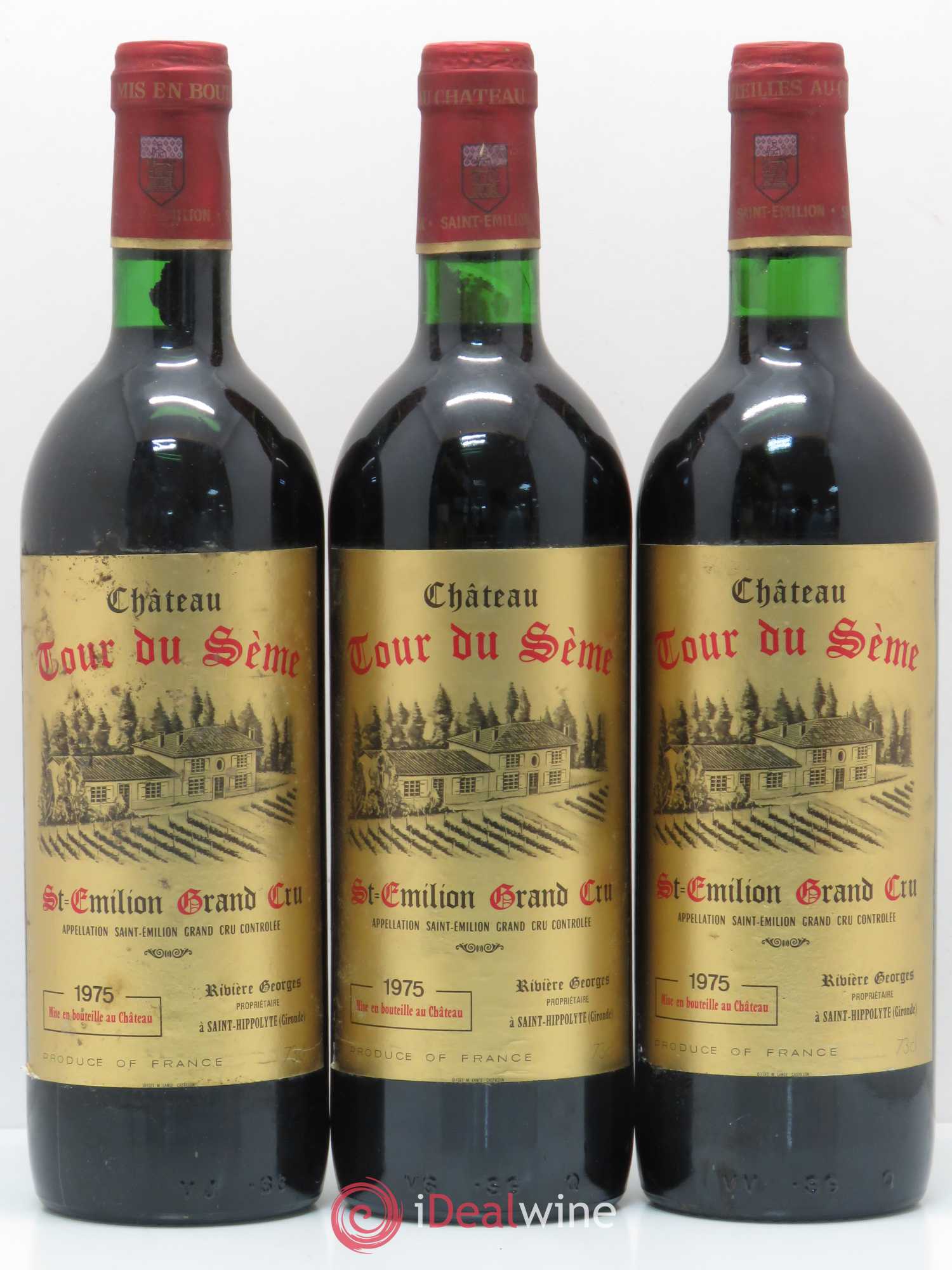 Saint-Émilion Tour du Sème 1975 - Lot de 3 bouteilles - 0