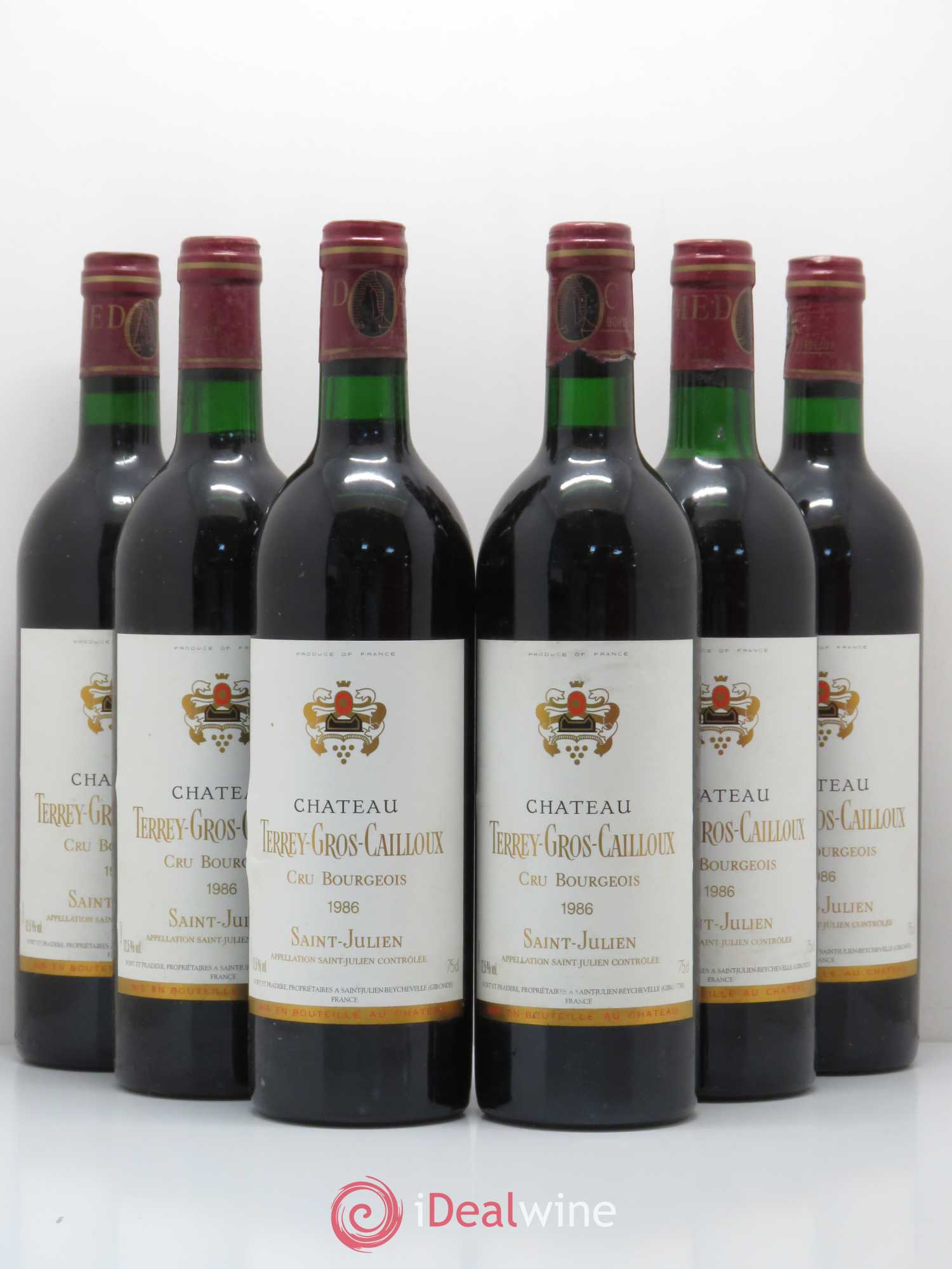 Château Terrey Gros Cailloux Cru Bourgeois 1986 - Lot de 6 bouteilles - 0