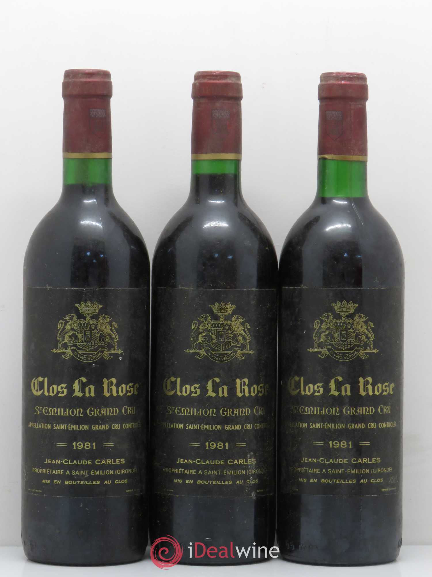 Saint-Émilion Clos la Rose 1981 - Lot de 3 bouteilles - 0