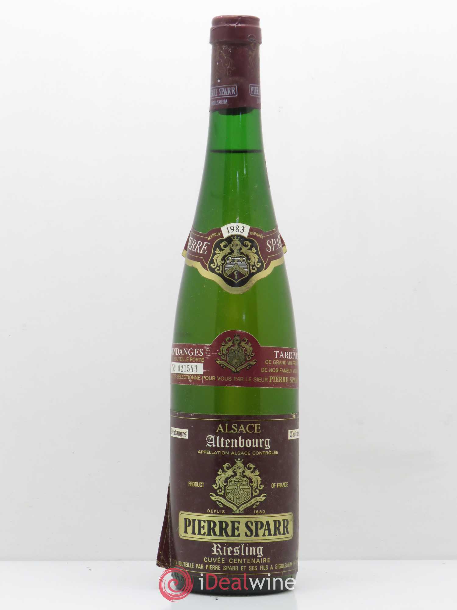 Riesling Vendanges Tardives - Cuvée centenaire - Pierre Sparr 1983 - Posten von 1 Flasche - 0