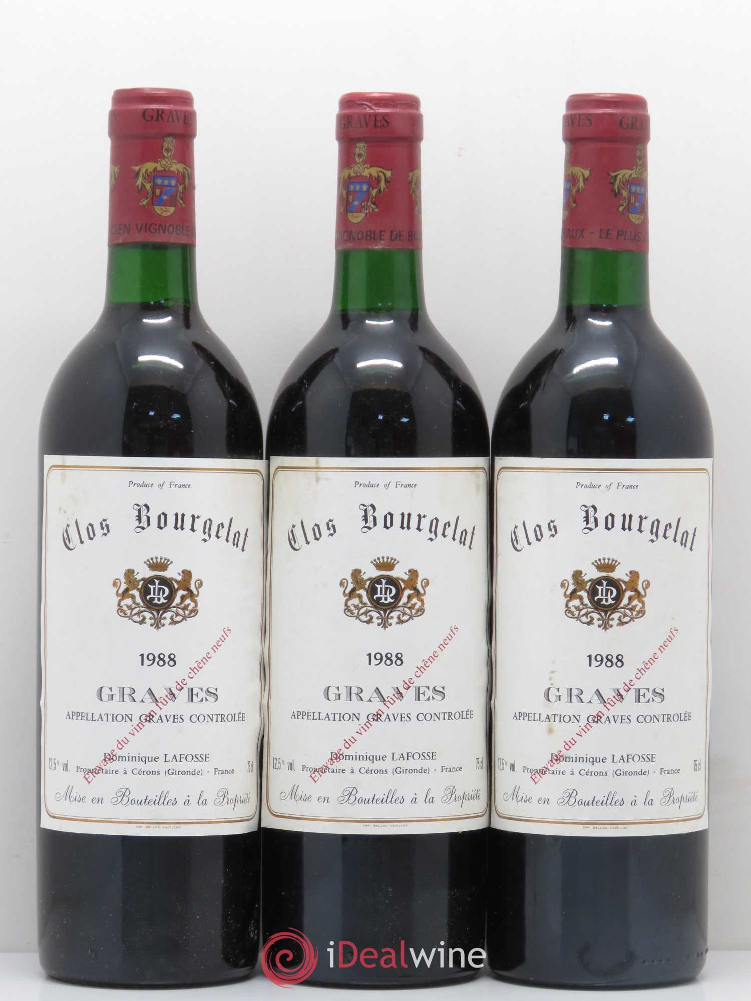 Graves Clos Bourgelat 1988 - Lot de 6 bouteilles - 2