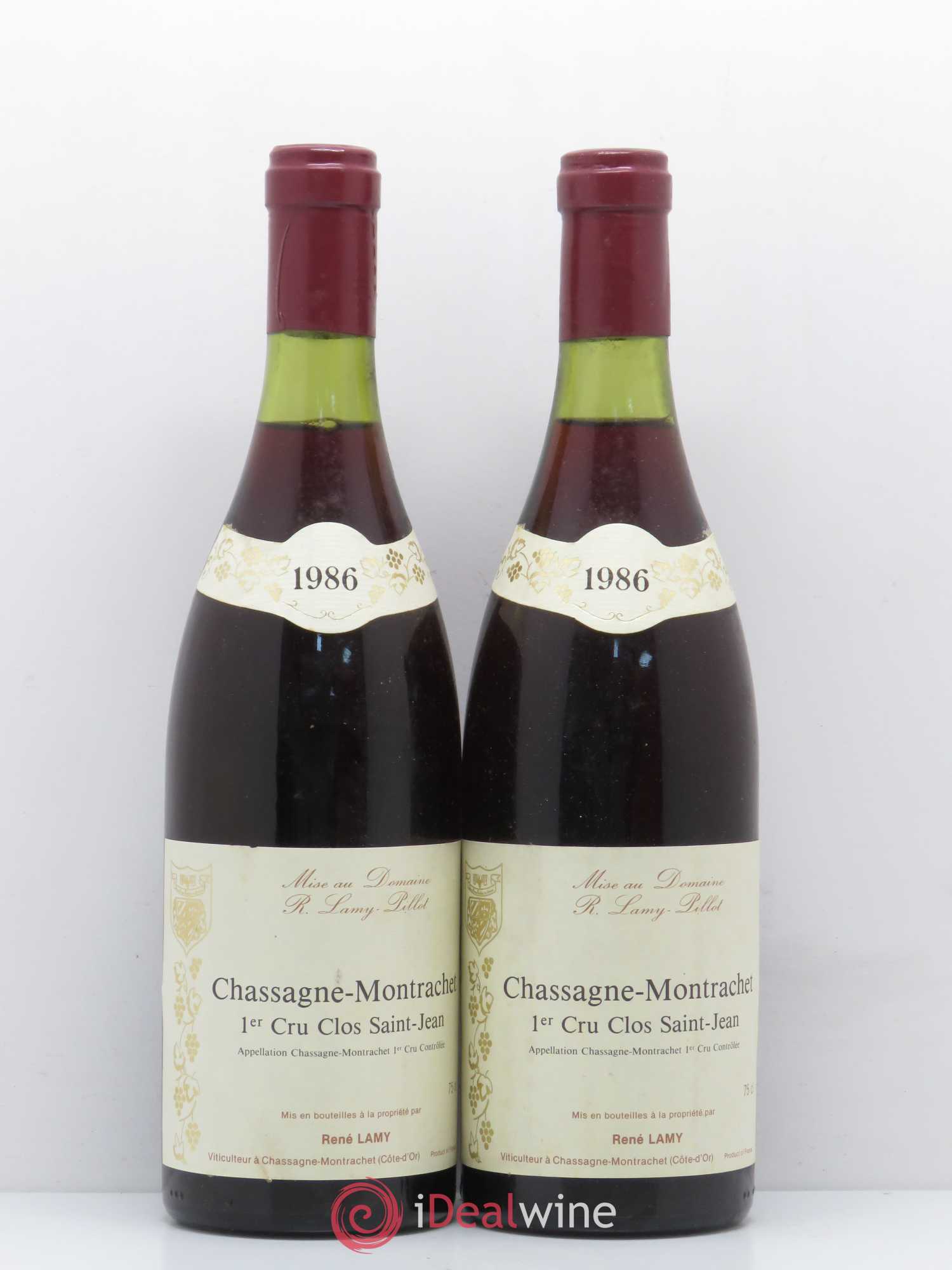 Chassagne-Montrachet 1er Cru Clos Saint-Jean Domaine Lamy Pillot 1986 - Lotto di 2 bottiglie - 0