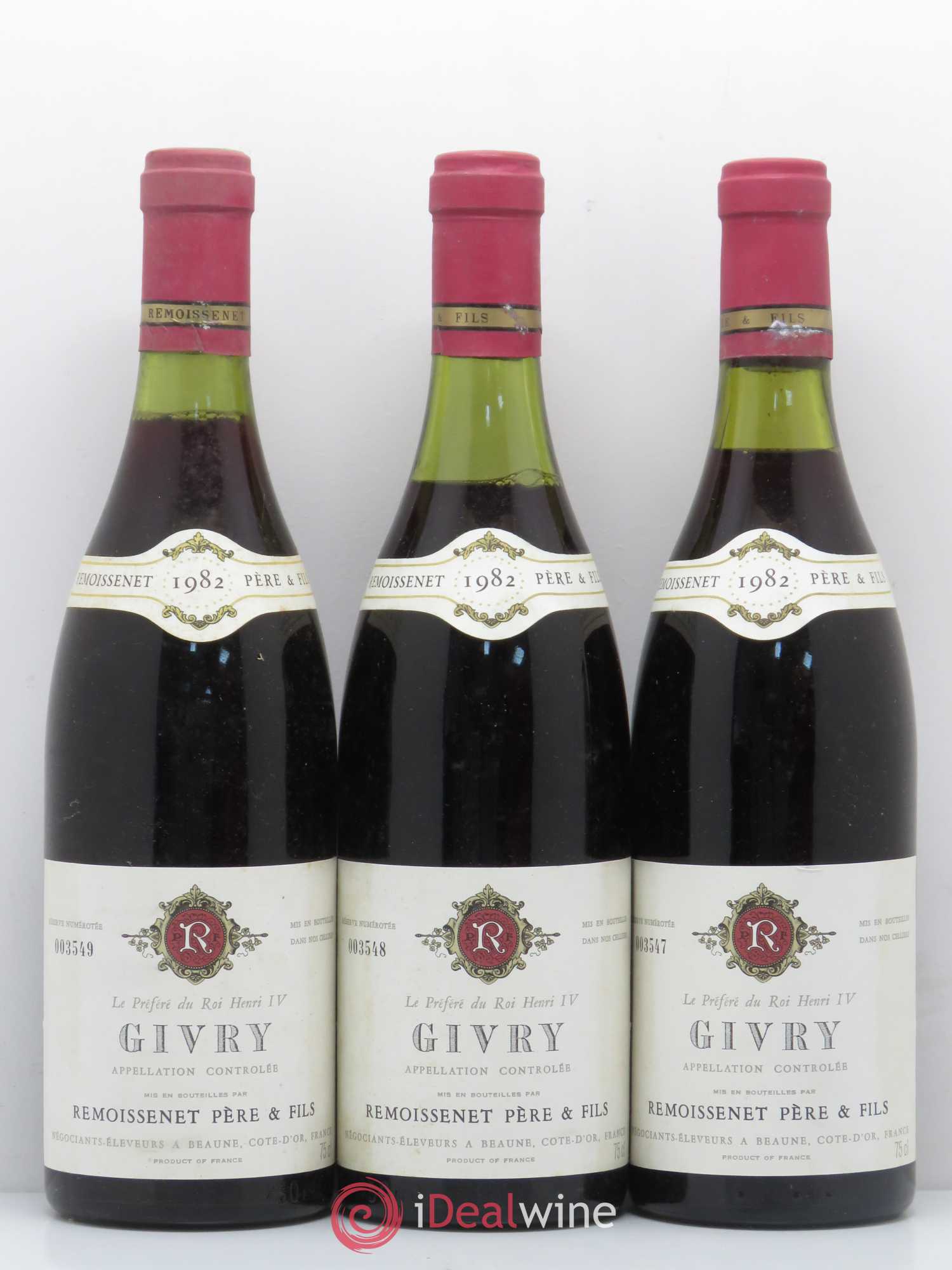 Givry Remoissenet 1982 - Lot de 3 bouteilles - 0